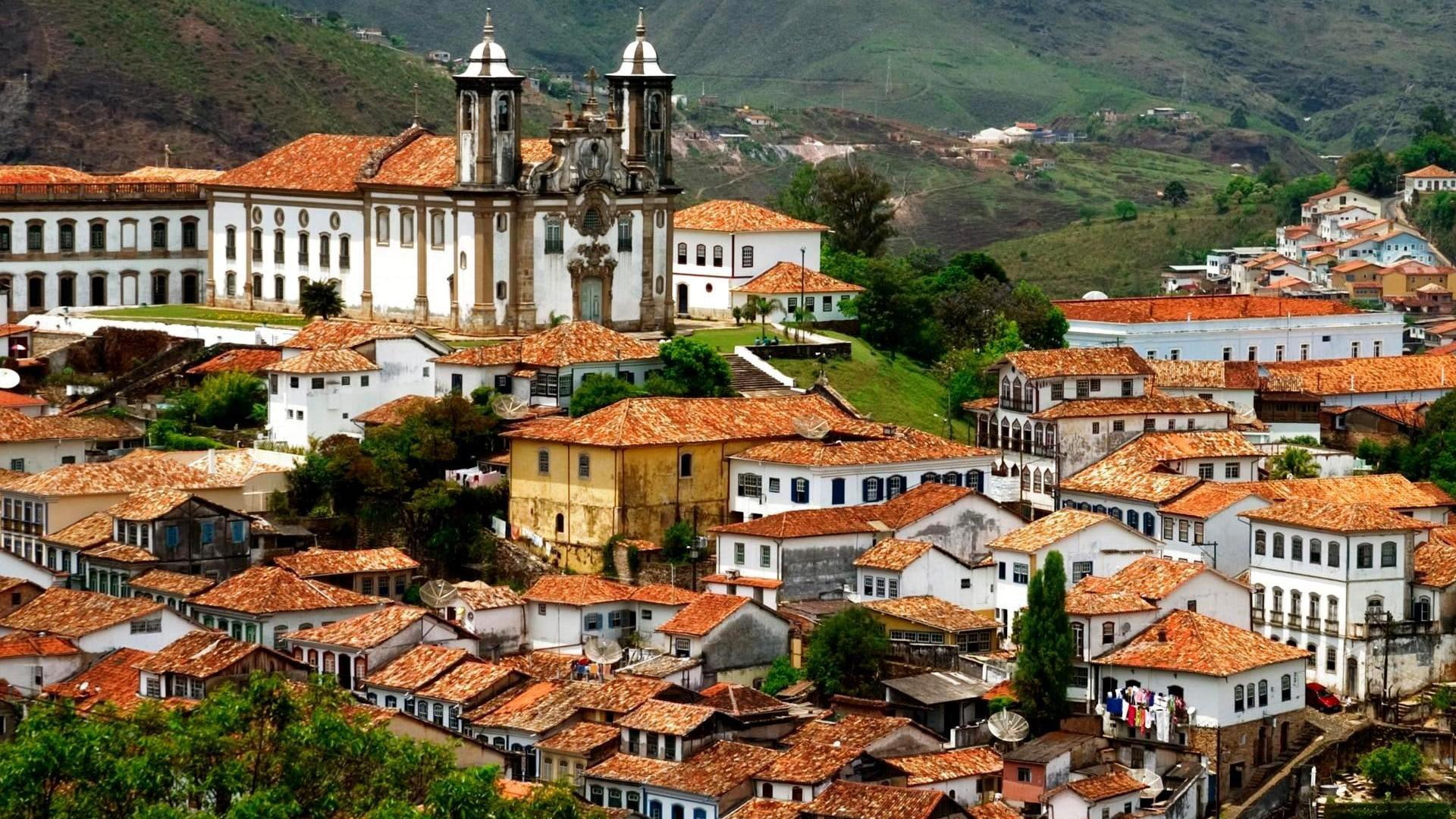 Church In Ouro Preto Brazil town hills mountains nature and landscapes 2k