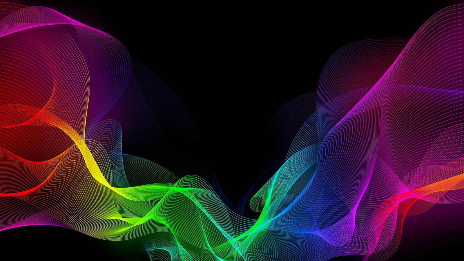 abstract lines colorful multi colored pattern black background 2k
