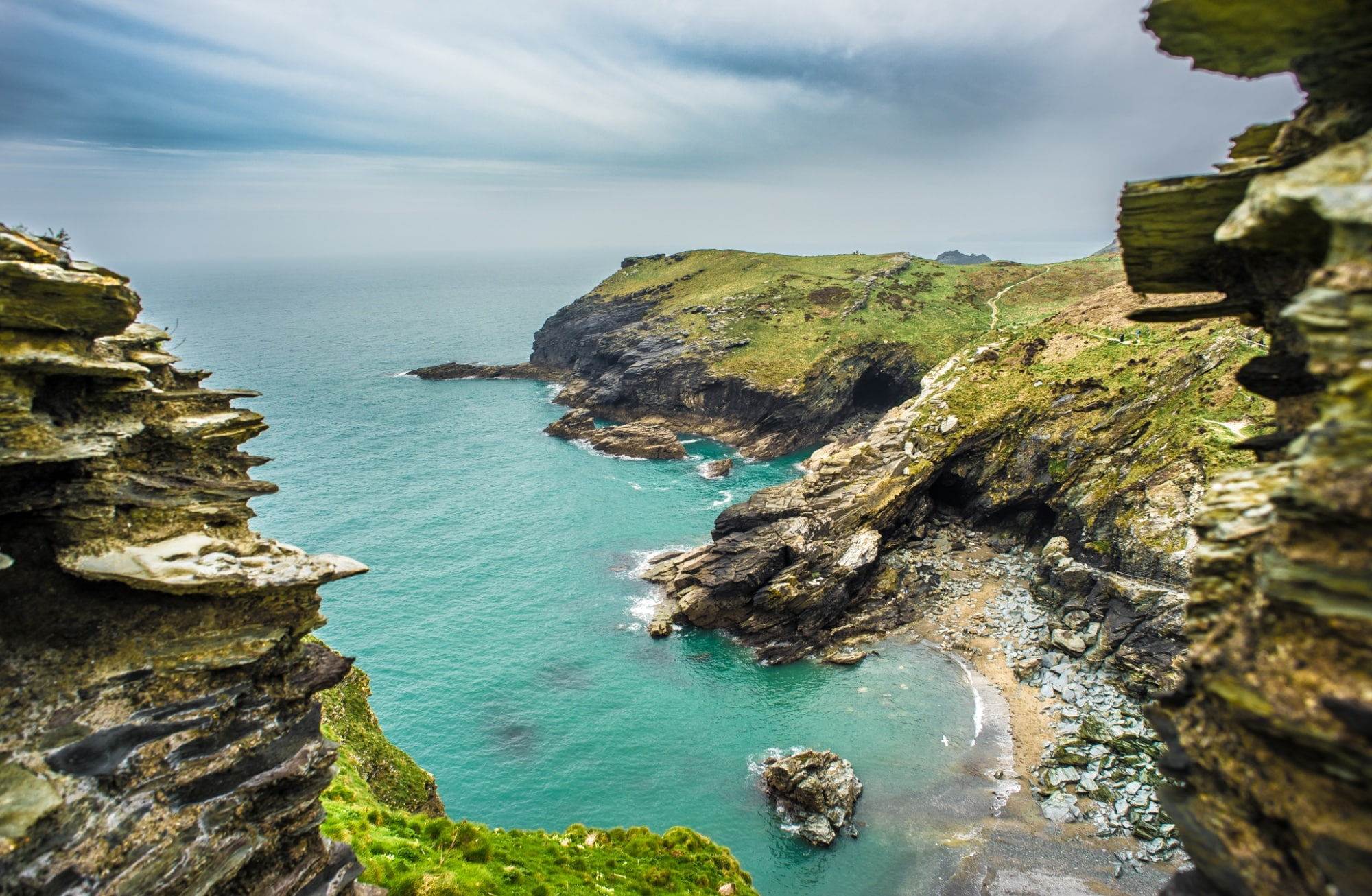 Beach Tintagel castle Cornwall English Castle United Kingdom 2k