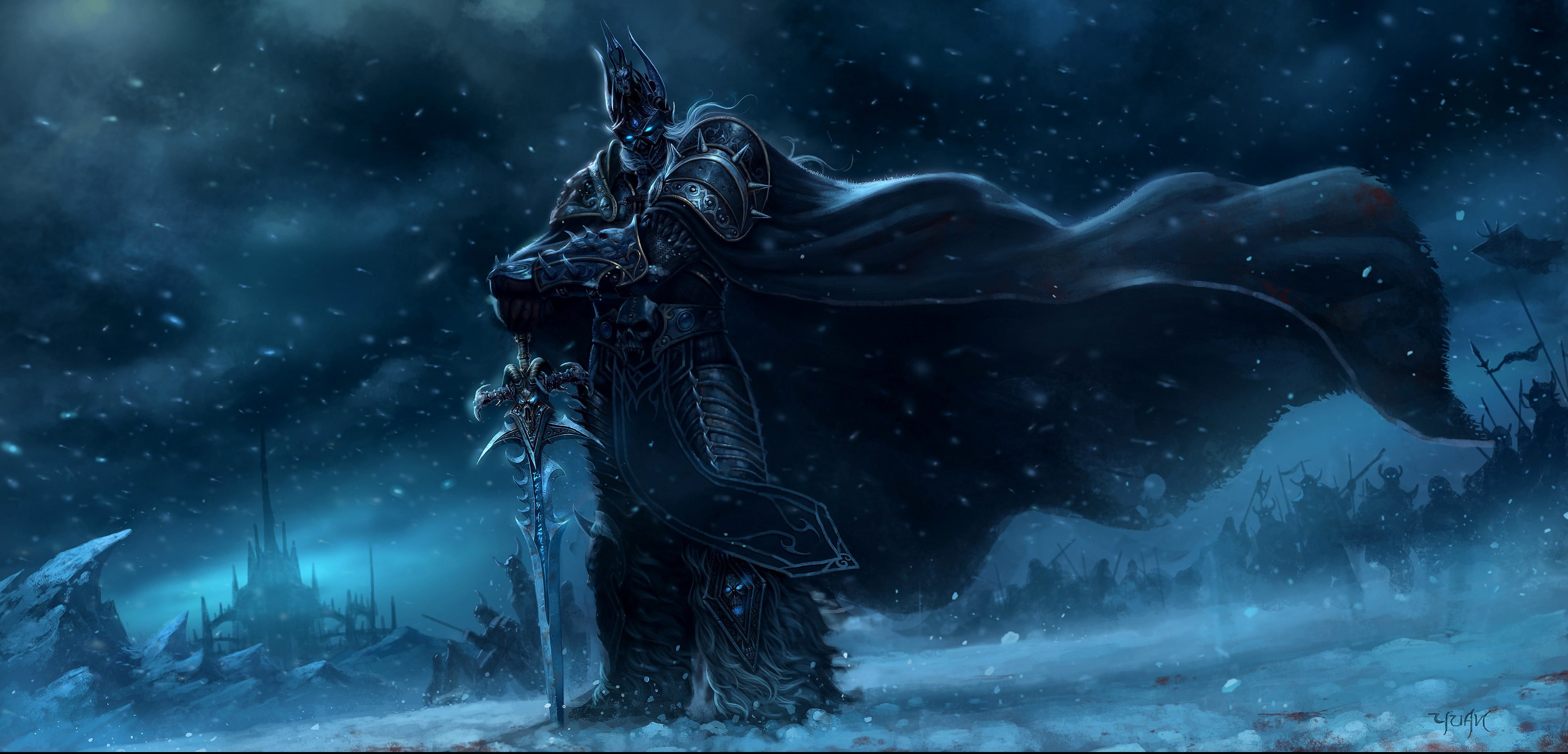 knight holding sword digital wallpaper artwork World of Warcraft 2k 4k