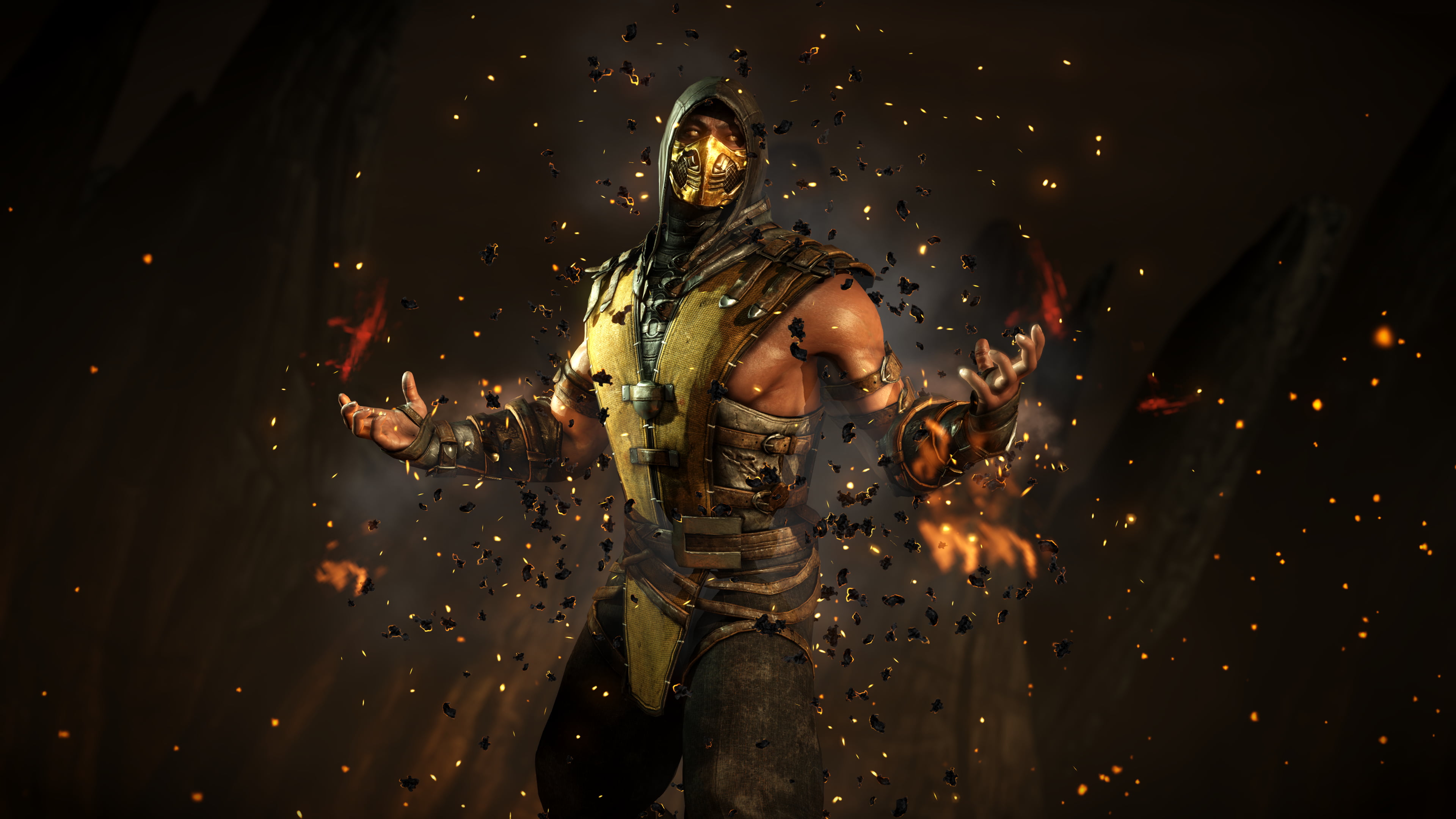 Mortal Kombat Scorpion illustration digital wallpaper 2k 4k
