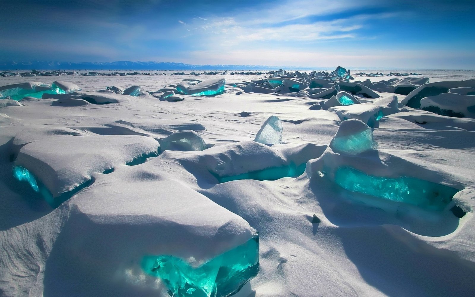 nature landscape snow ice winter cyan 2k