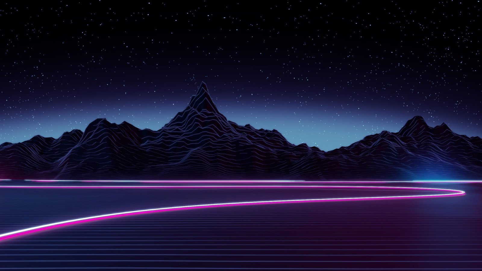 retro artwork mountain artistic landscape star darkness 2k 4k