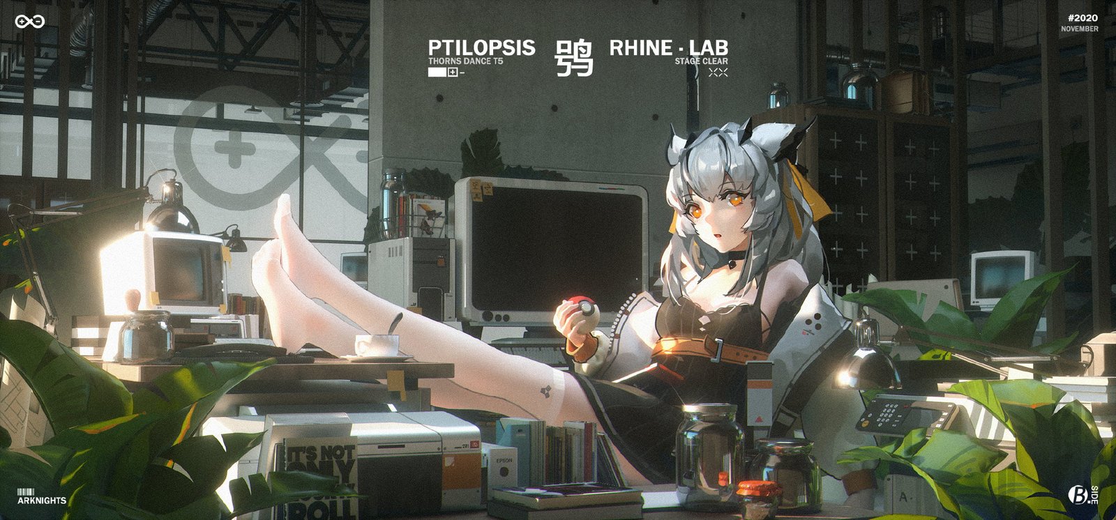 anime girls Arknights white hair 2k