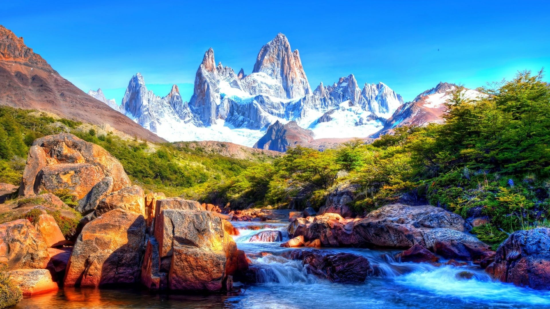 tourism blue sky los glaciares national park patagonia cerro chalten 2k