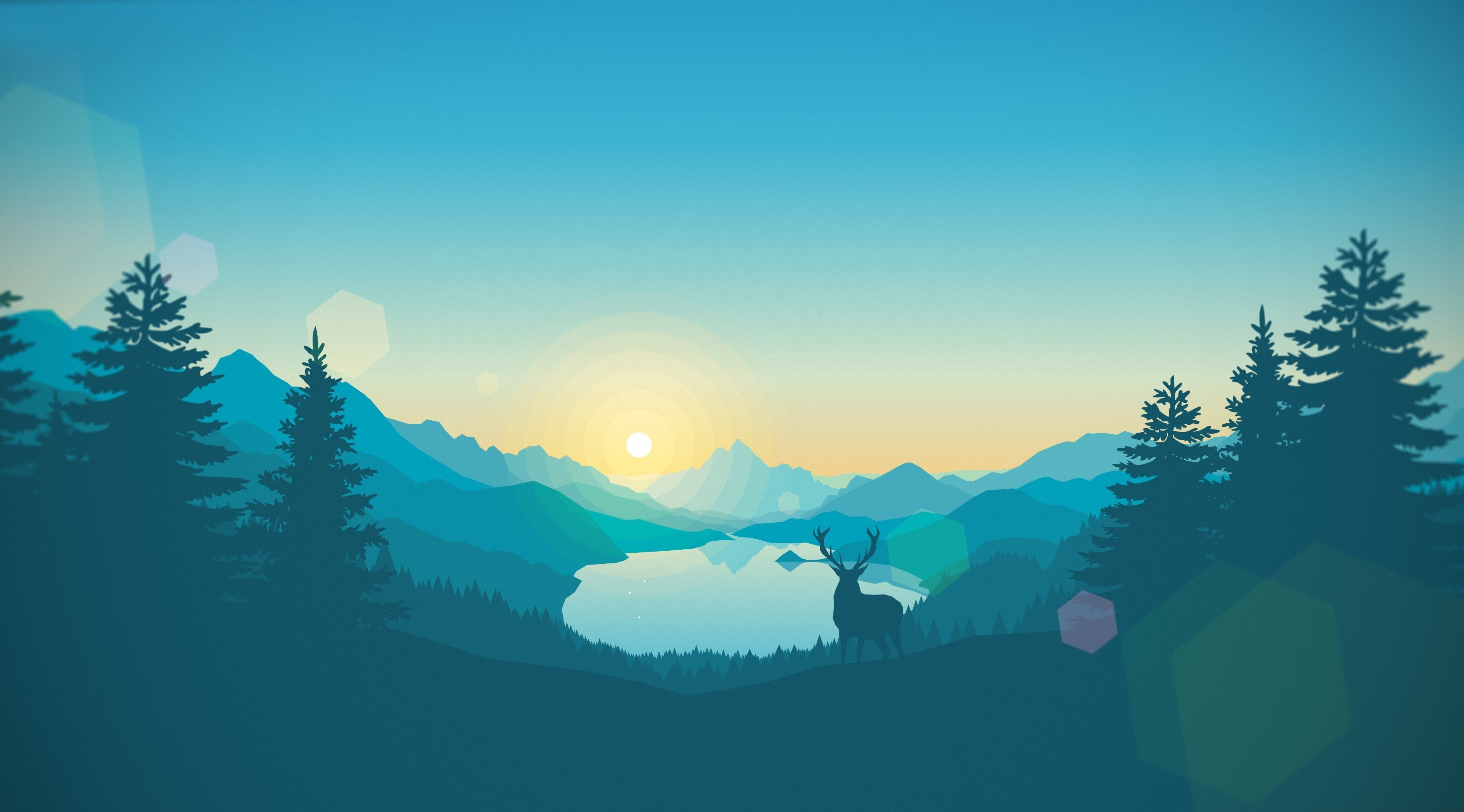 Wildlife Landscape Illustration Aero Vector Art Nature Lake 2k 4k