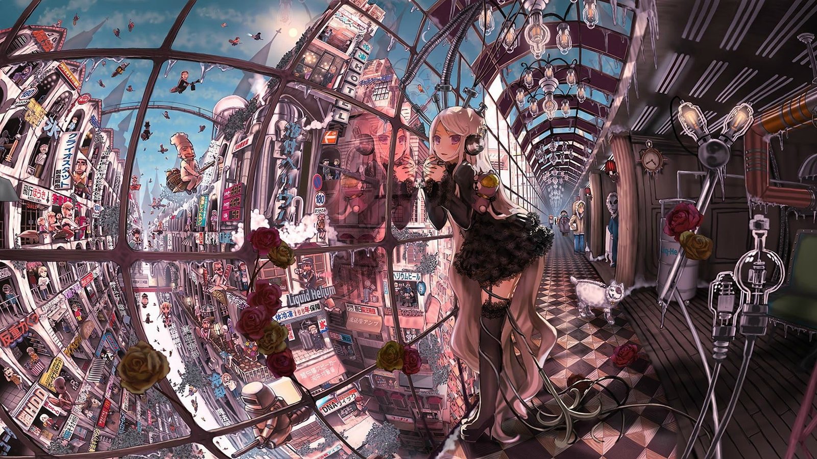 white haired female anime illustration girls people men 2k