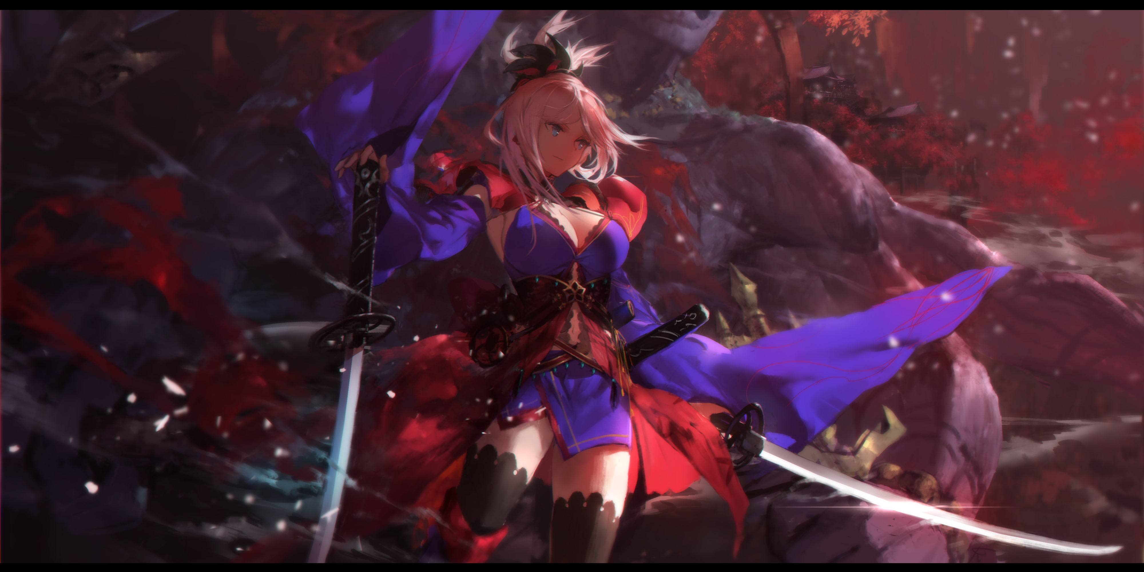 anime girls Fate Grand Order sword katana Miyamoto Musashi fate grand order 2k 4k