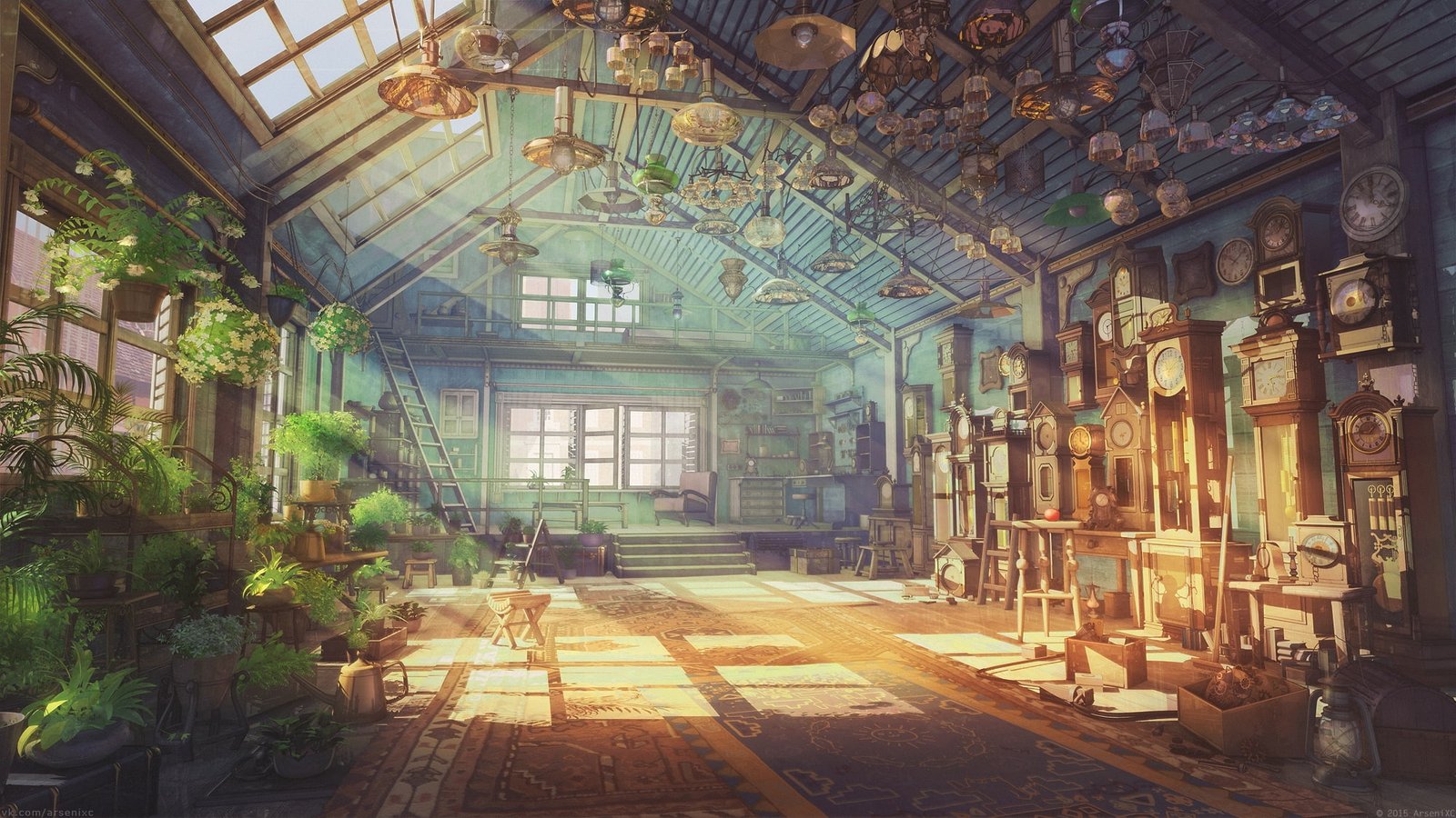 anime landscape garden sunshine flowers 2k