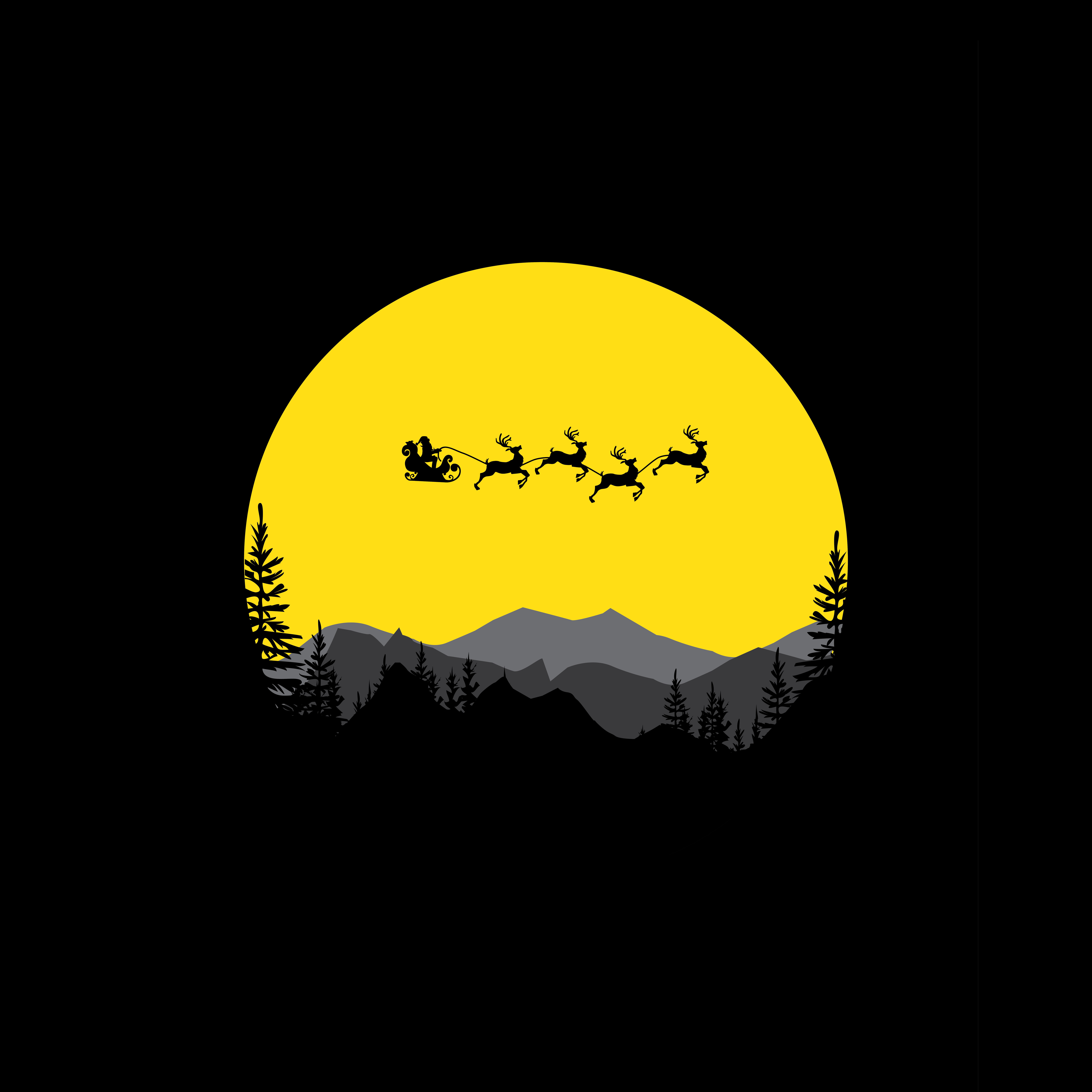 Santa Claus Moon Reindeer chariot 2k 4k 5k 8k