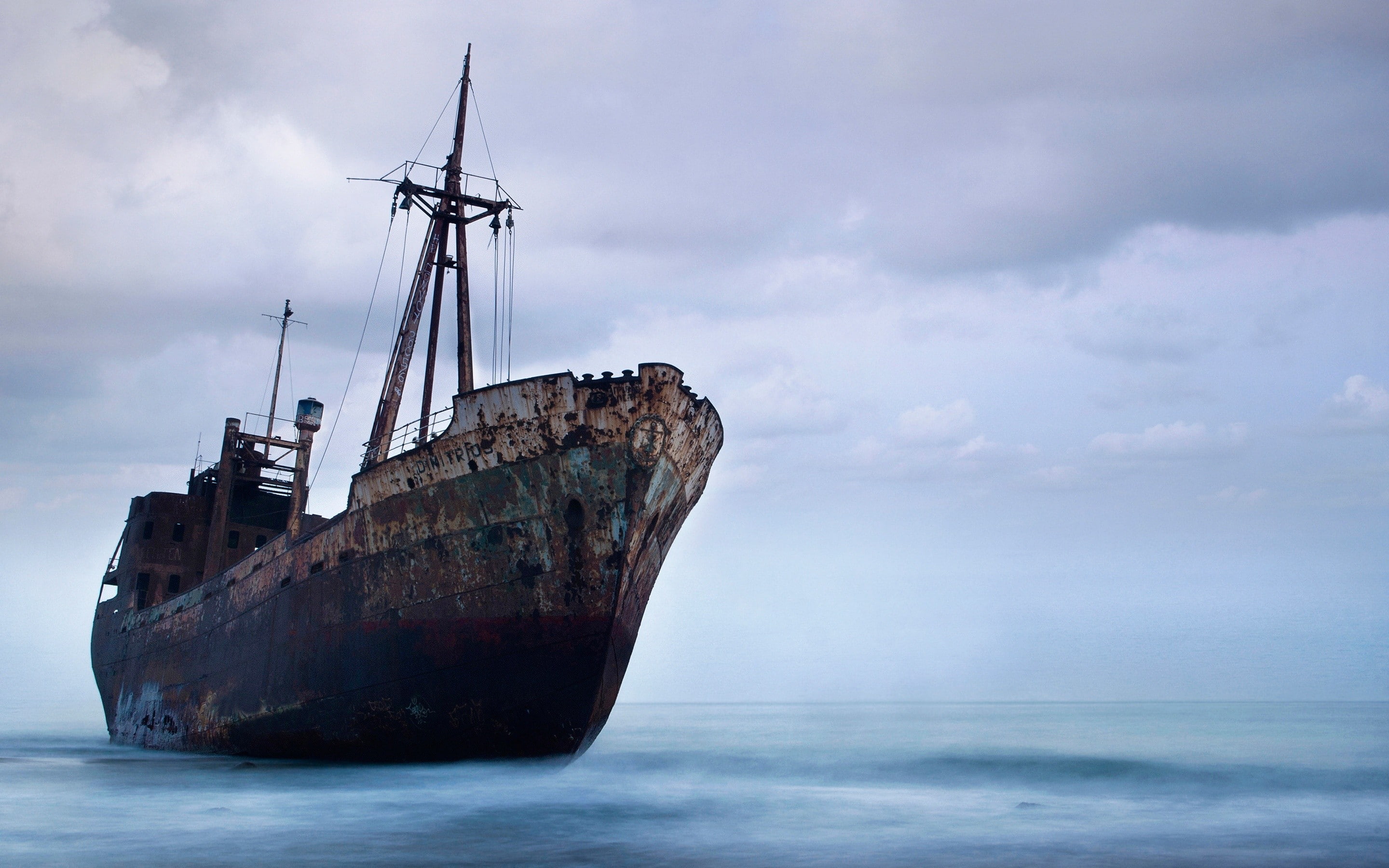 shipwreck old ship beach sea sky clouds photography rust 2k