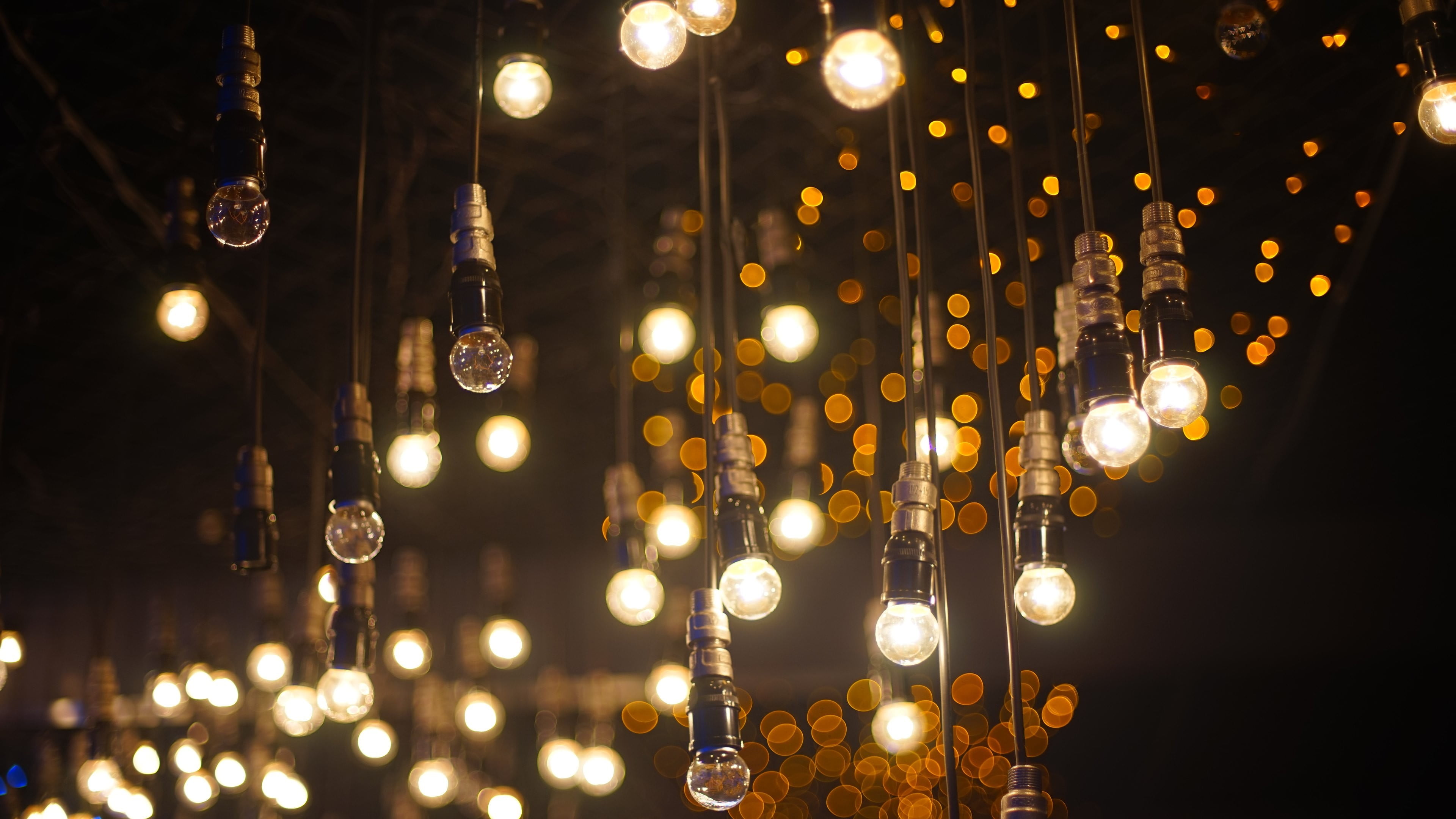 white string lights untitled bokeh photography night electric Lamp 2k 4k