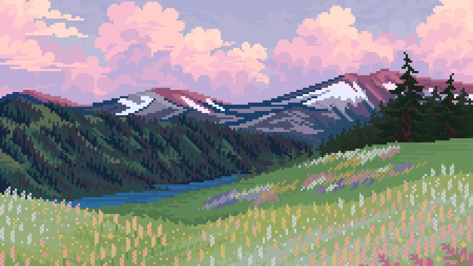 Artistic Pixel Art Landscape Nature 2k 4k