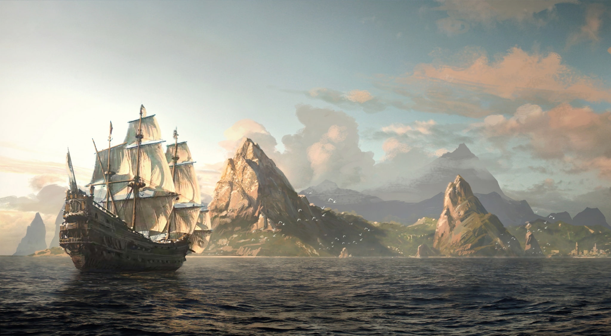 Assassins Creed 4 Black Flag brown pirate ship digital wallpaper 17 2k