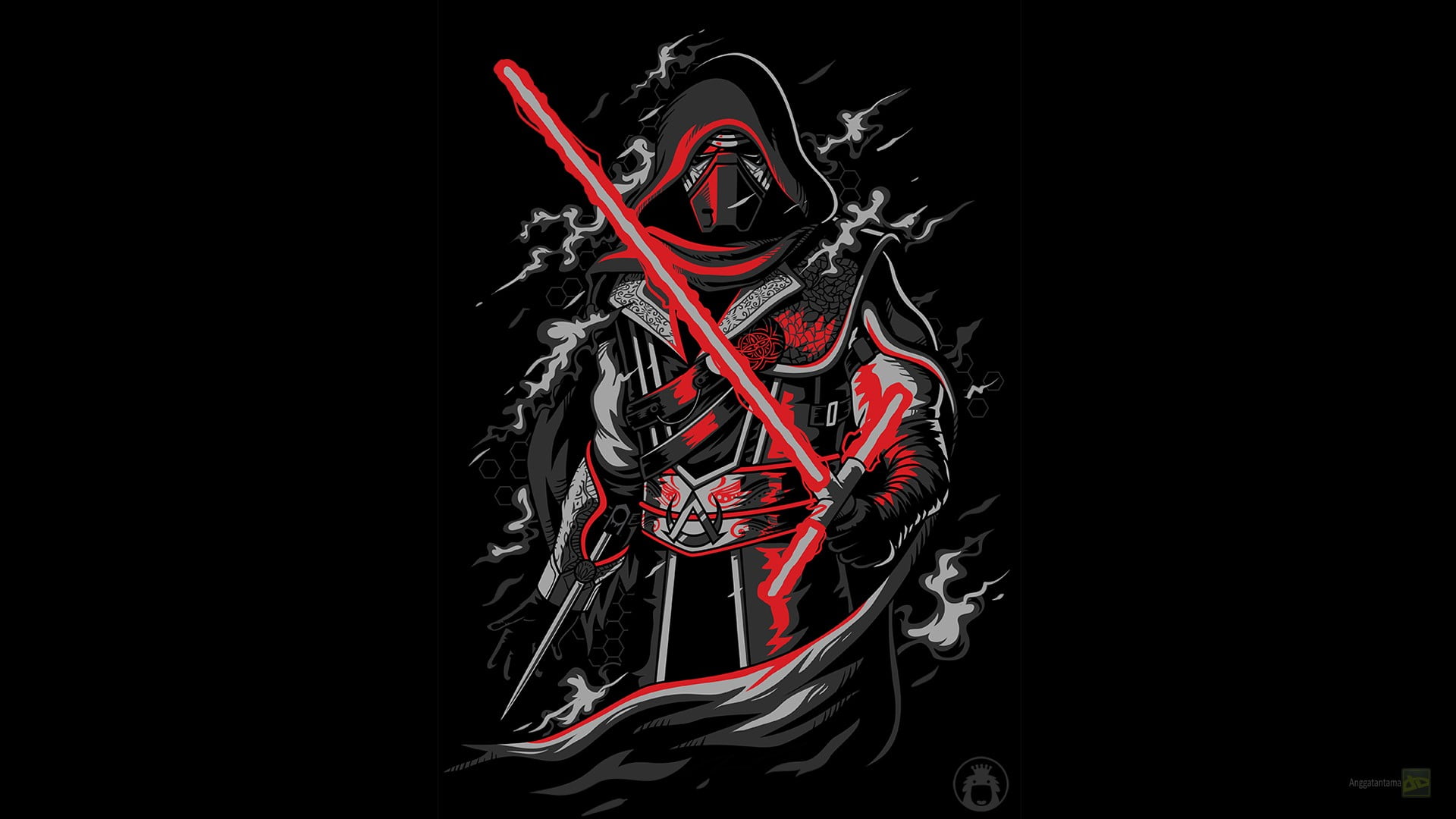 Star Wars Kylo Ren wallpaper Assassin s Creed black background 2k