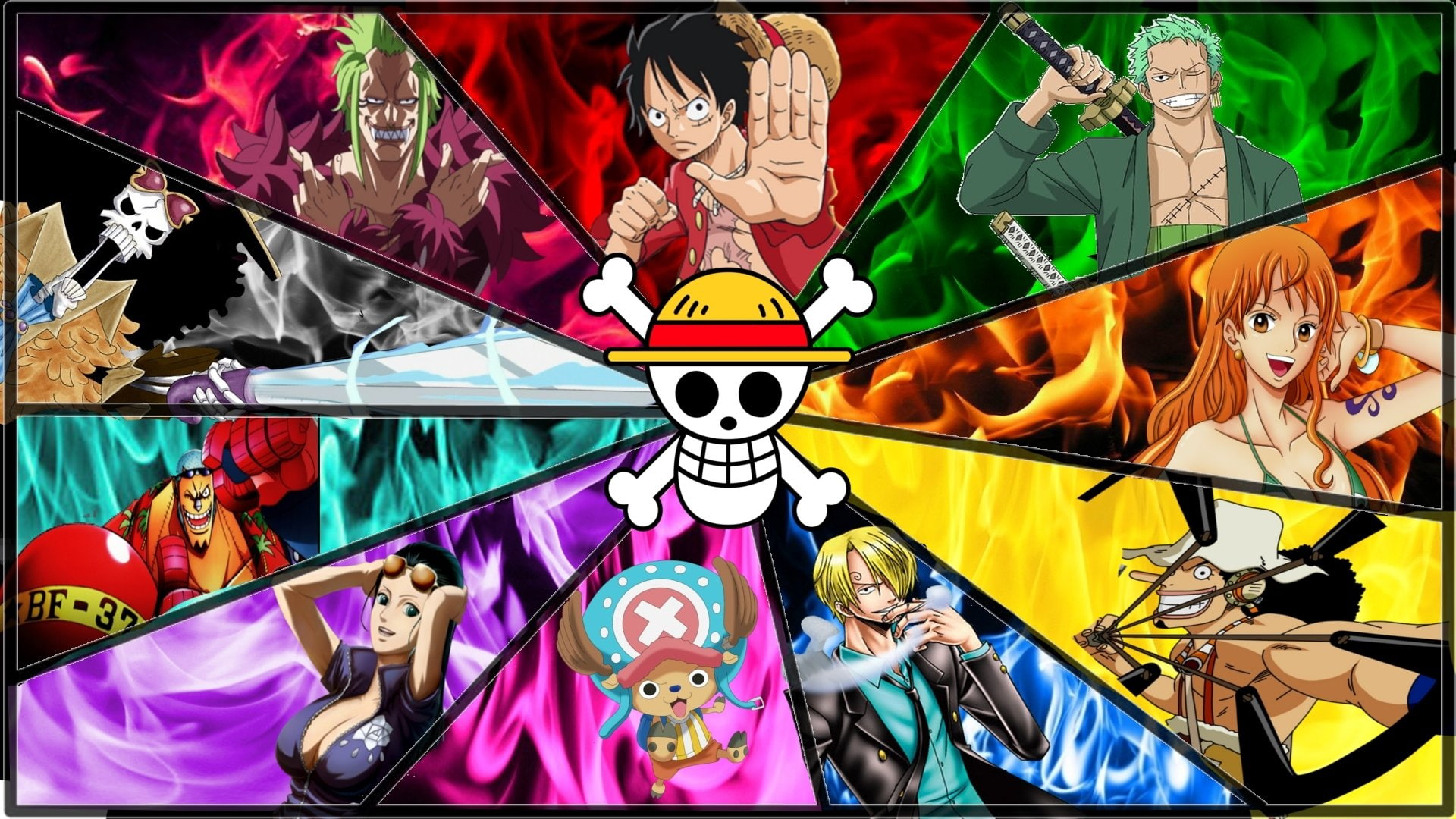 Anime One Piece Brook Franky Monkey D Luffy 2k