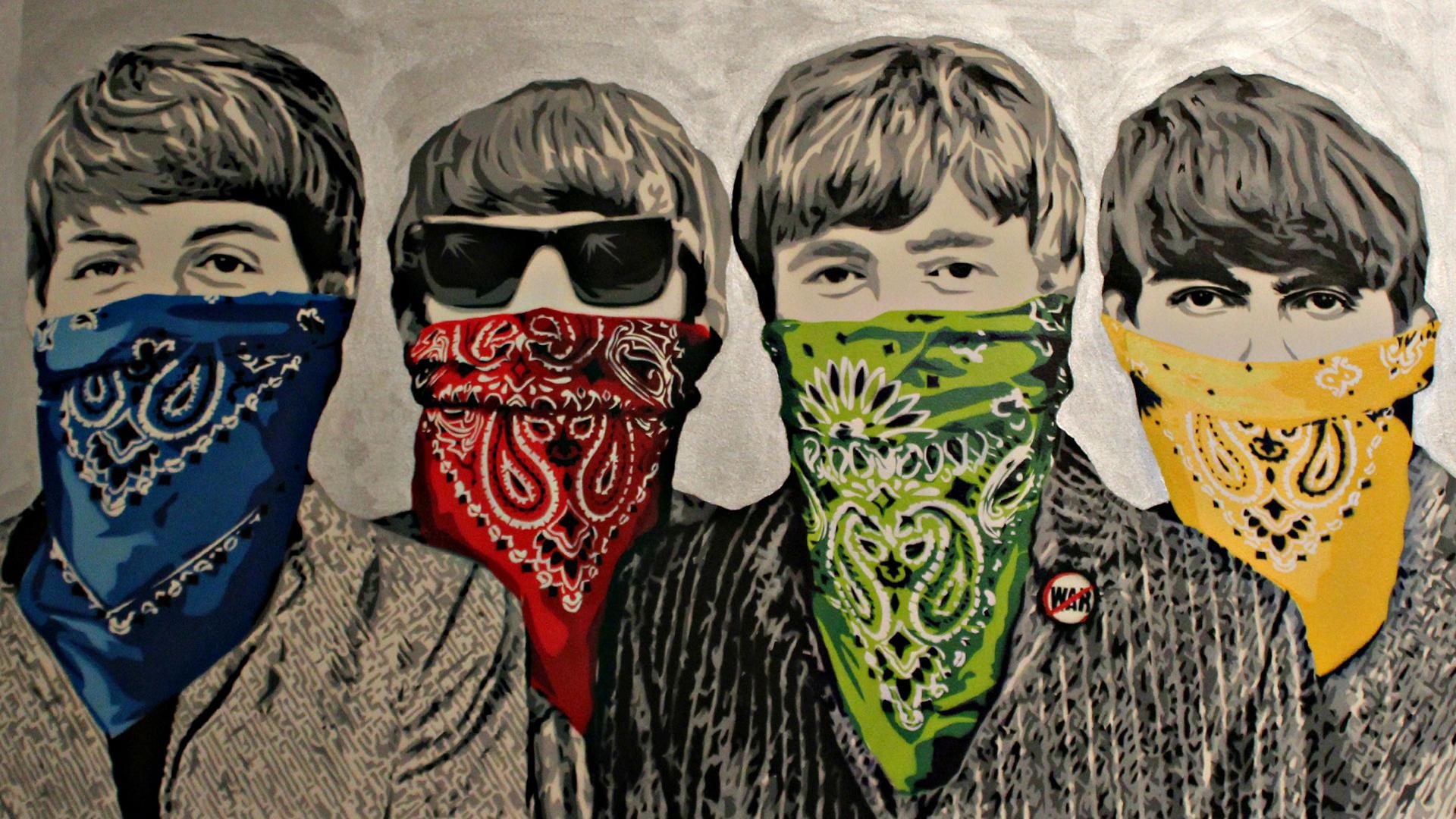 Banksy Beatles Bandanna Graffiti Band Group Image Download music 2k