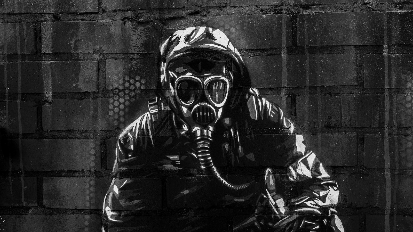 black gas mask surface wall graffiti texture machine Stalker 2k 4k 5k