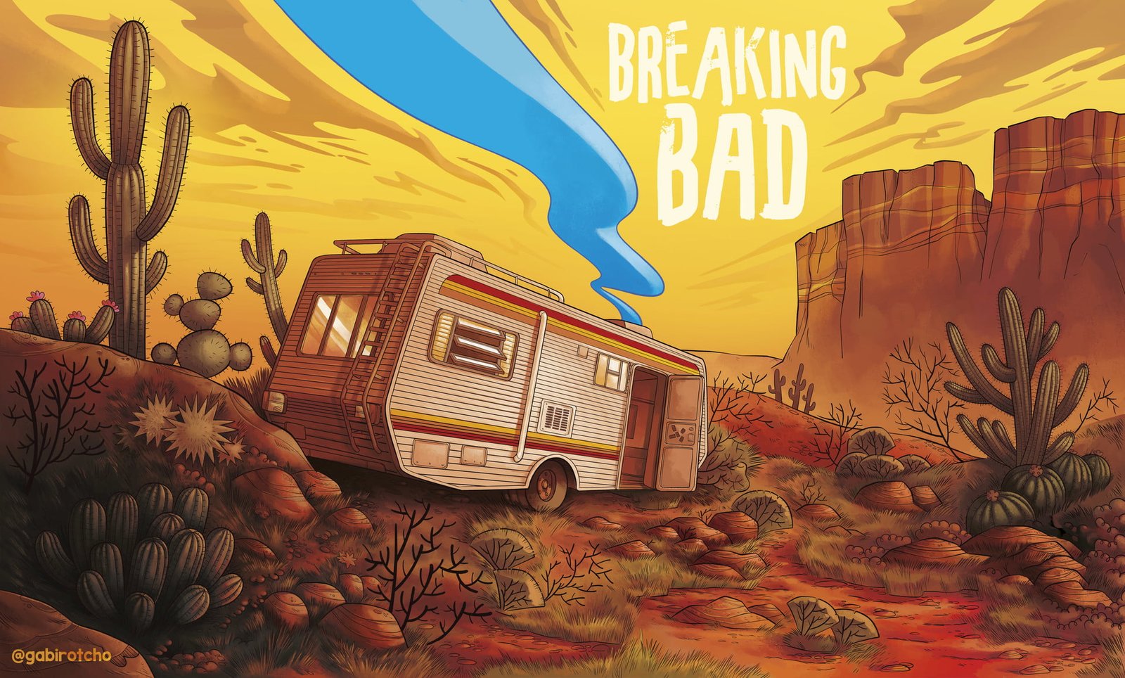 Gabirotcho digital art fan Breaking Bad desert cactus 17 2k