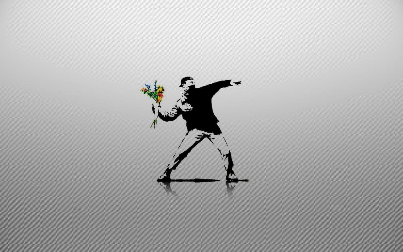 man holding bouquet flowers clip art Artistic Graffiti Banksy