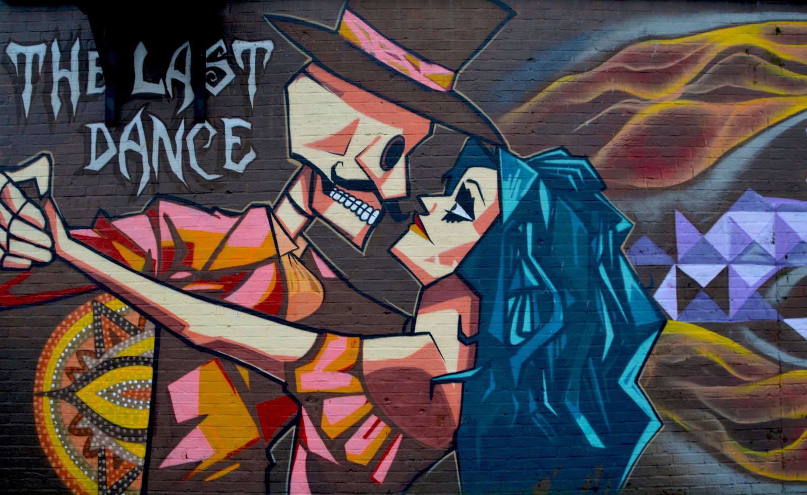 The Last Dance skeleton and woman dancing painting street art 91 2k 4k 5k