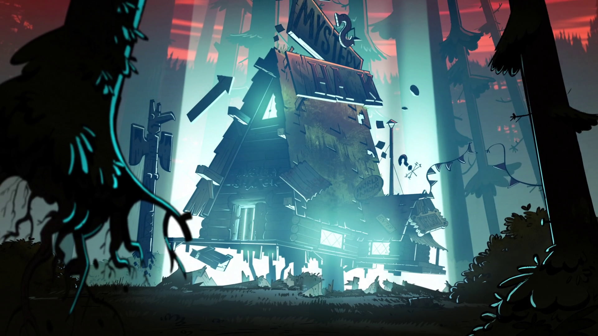 TV Show Gravity Falls architecture built structure illuminated 2k