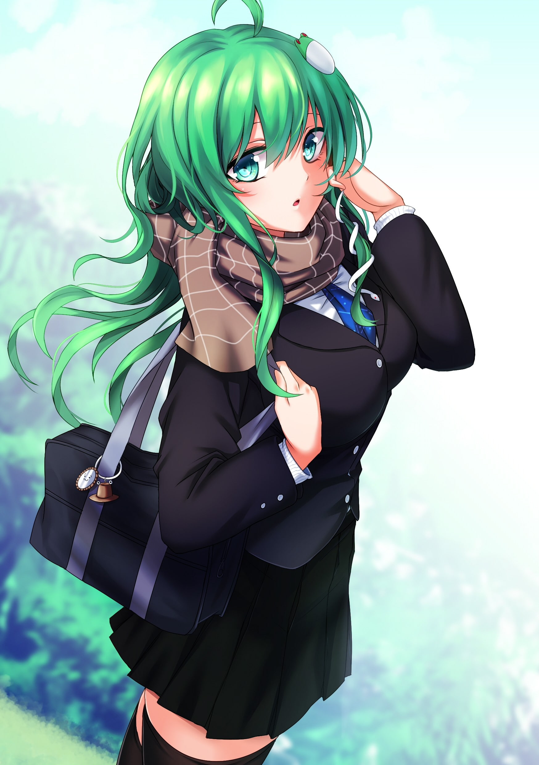 anime girls Touhou Kochiya Sanae long hair green 2k