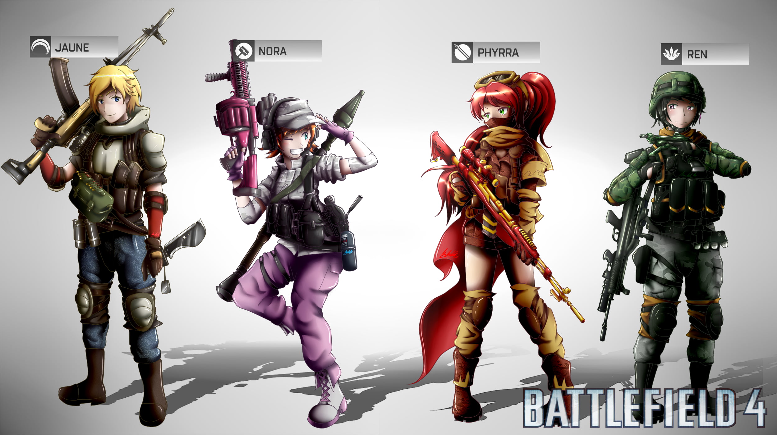 Battlefield 4 game wallpaepr RWBY anime boys girls weapon 2k