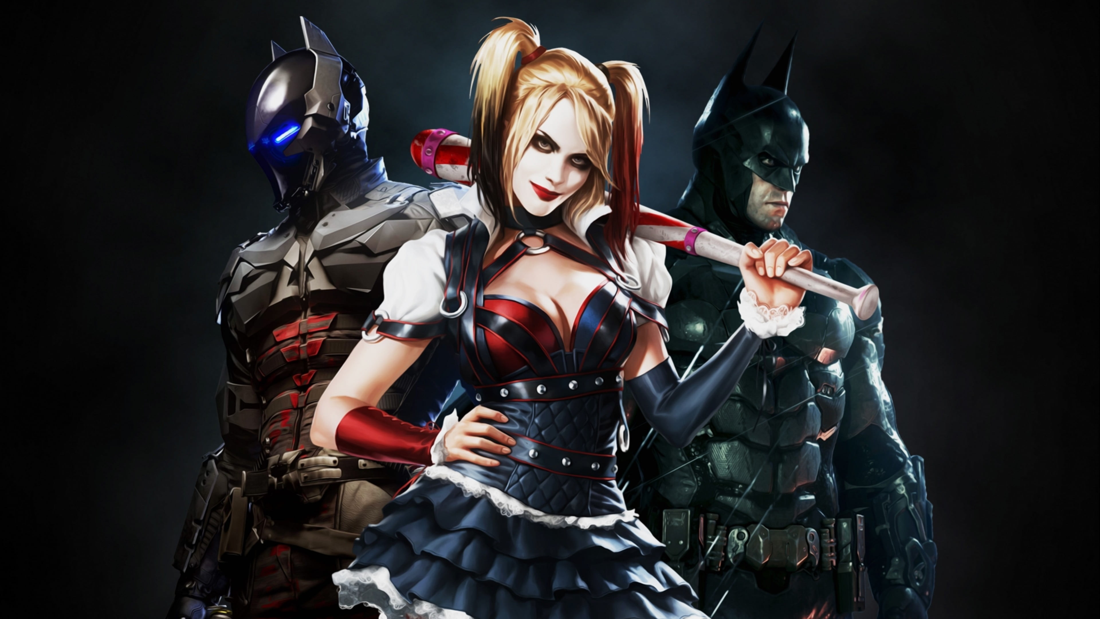 Harley Quinn and Batman wallpaper Arkham Knight video games 2k 4k