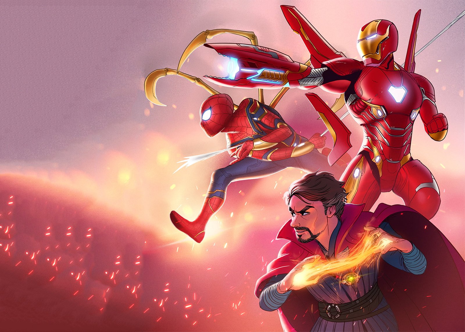 iron man doctor strange spiderman avengers infinity war 2k