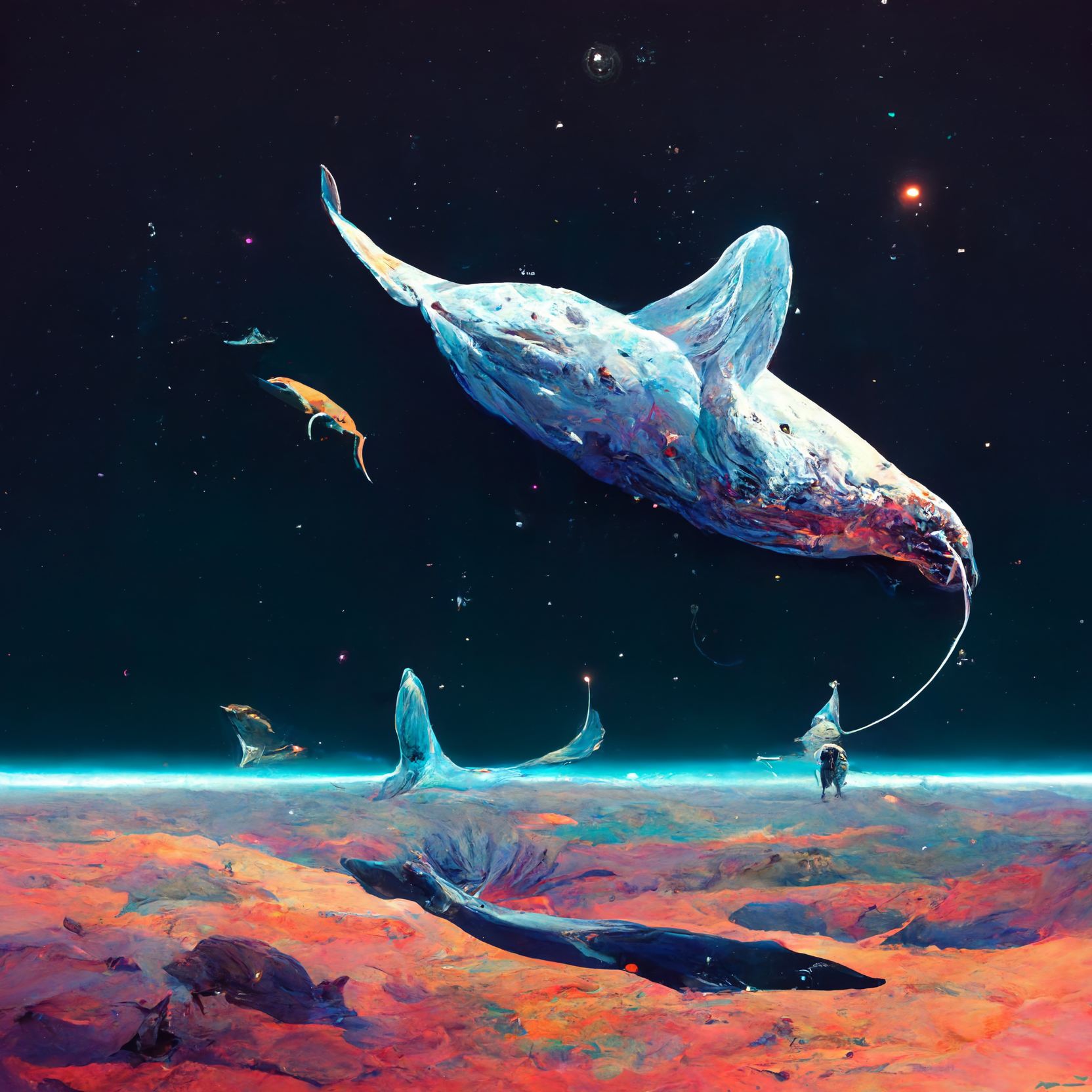 Space whales AI generated