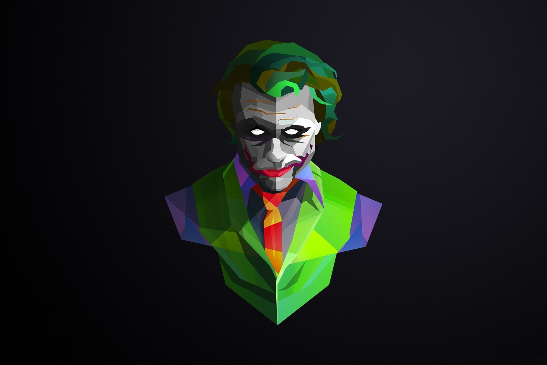 Abstract Facets Comics Joker studio shot black background 2k