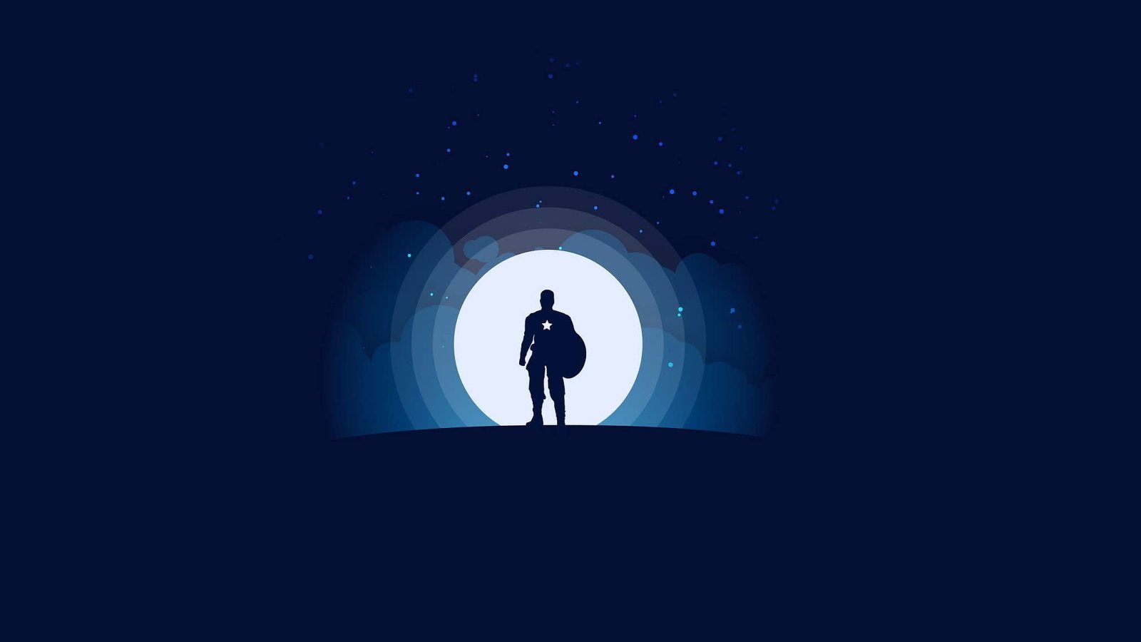 Captain America Moon stars superhero shield digital art 2k