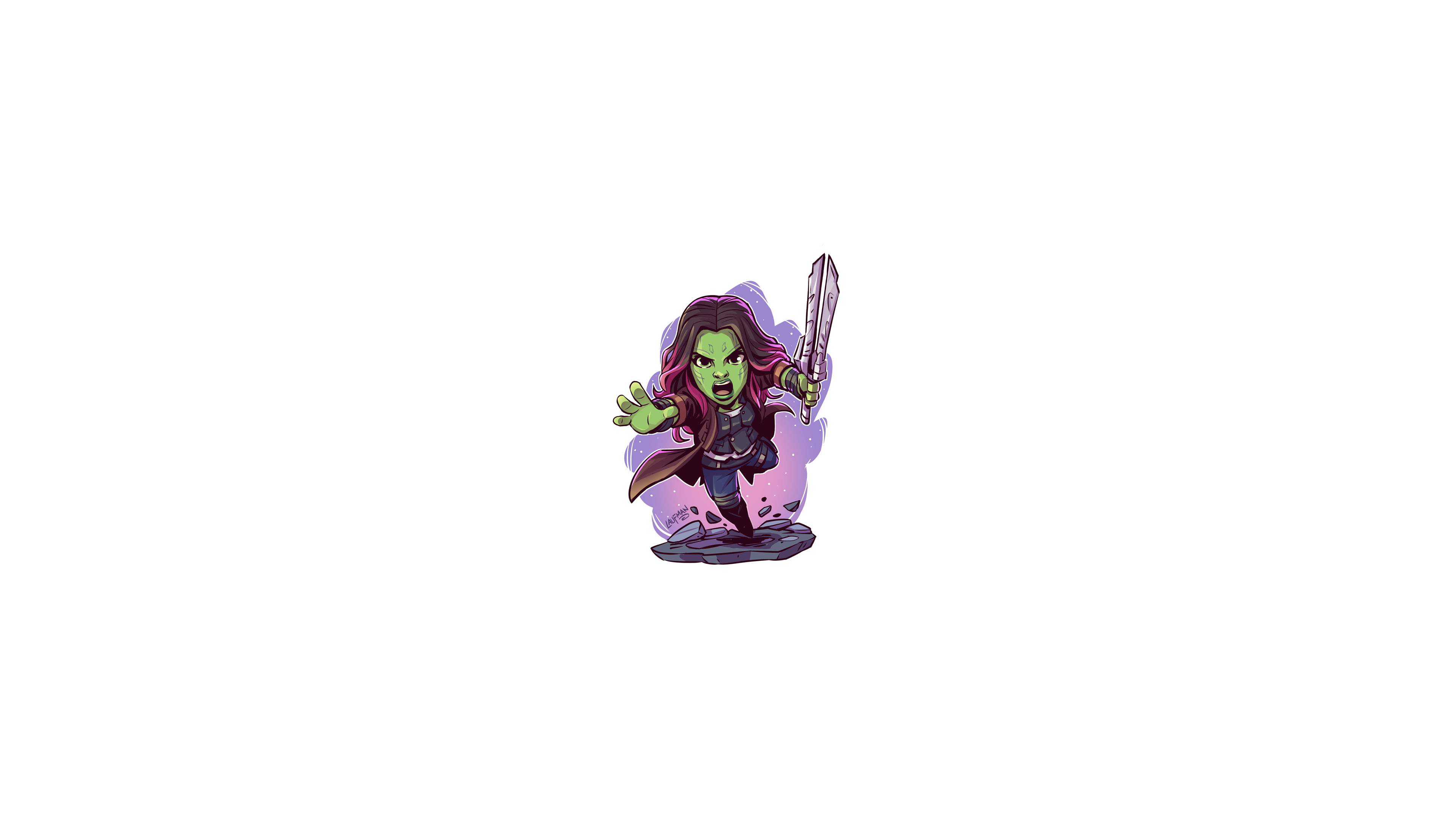 Marvel Cinematic Universe chibi minimalism Gamora Comics 2k 4k