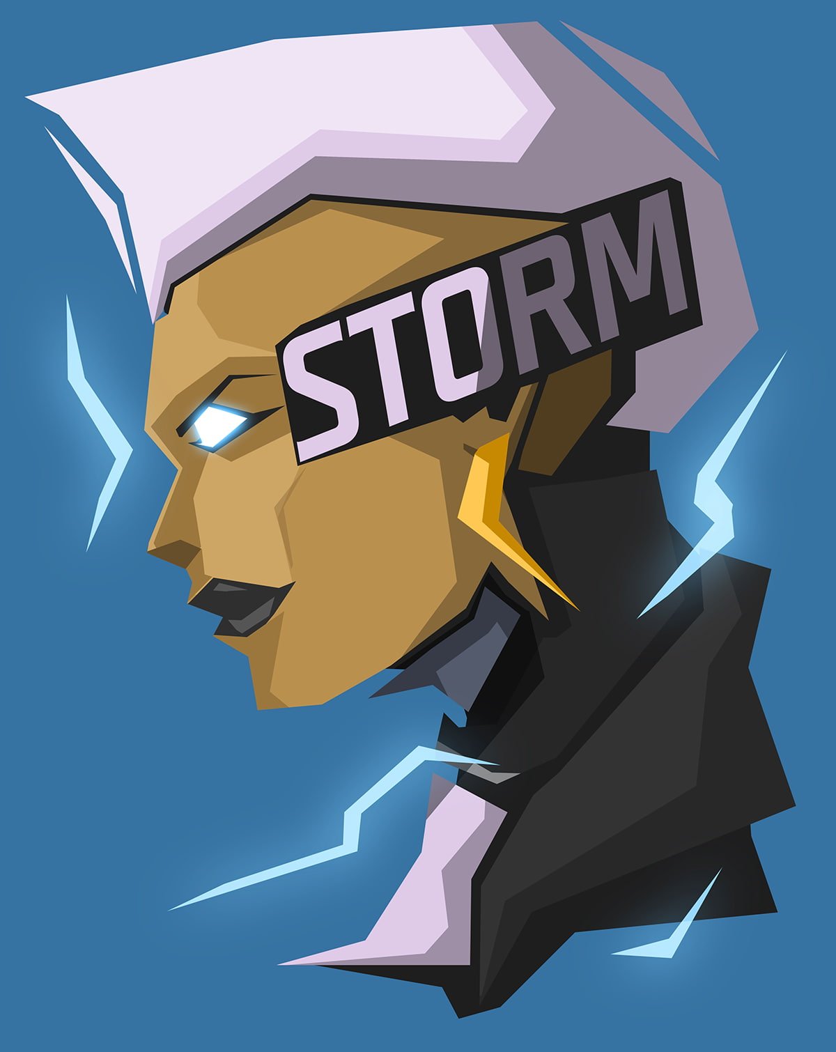 superhero Storm character Marvel Comics blue background