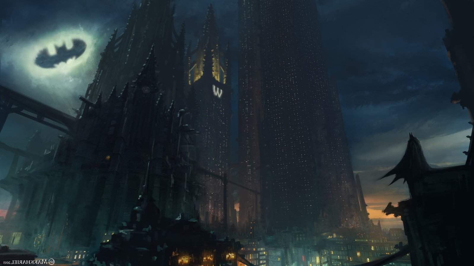 batman artwork concept art gotham city dc comics superhero skyscraper 2k