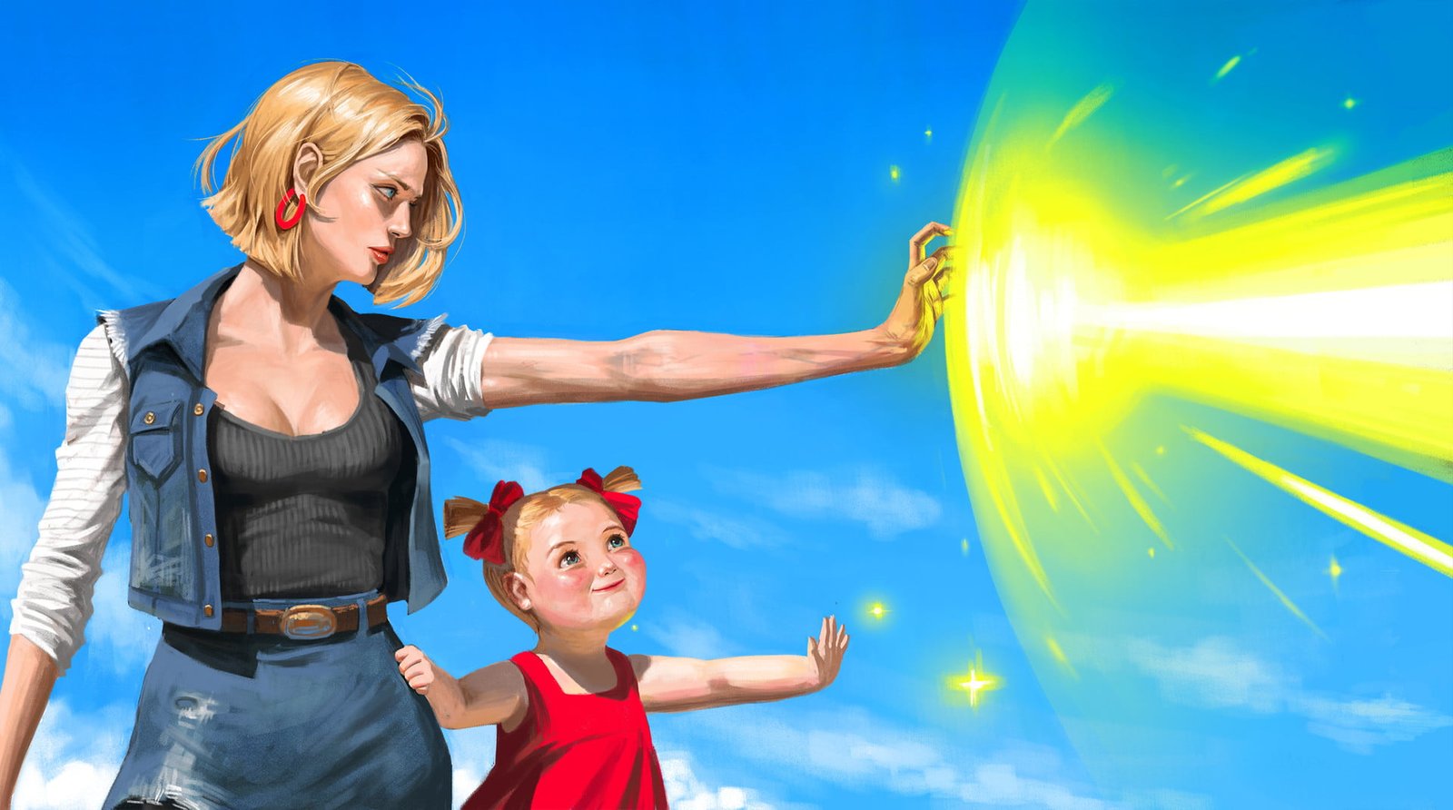 Dragonball Android 18 illustration women children blouse blonde 2k