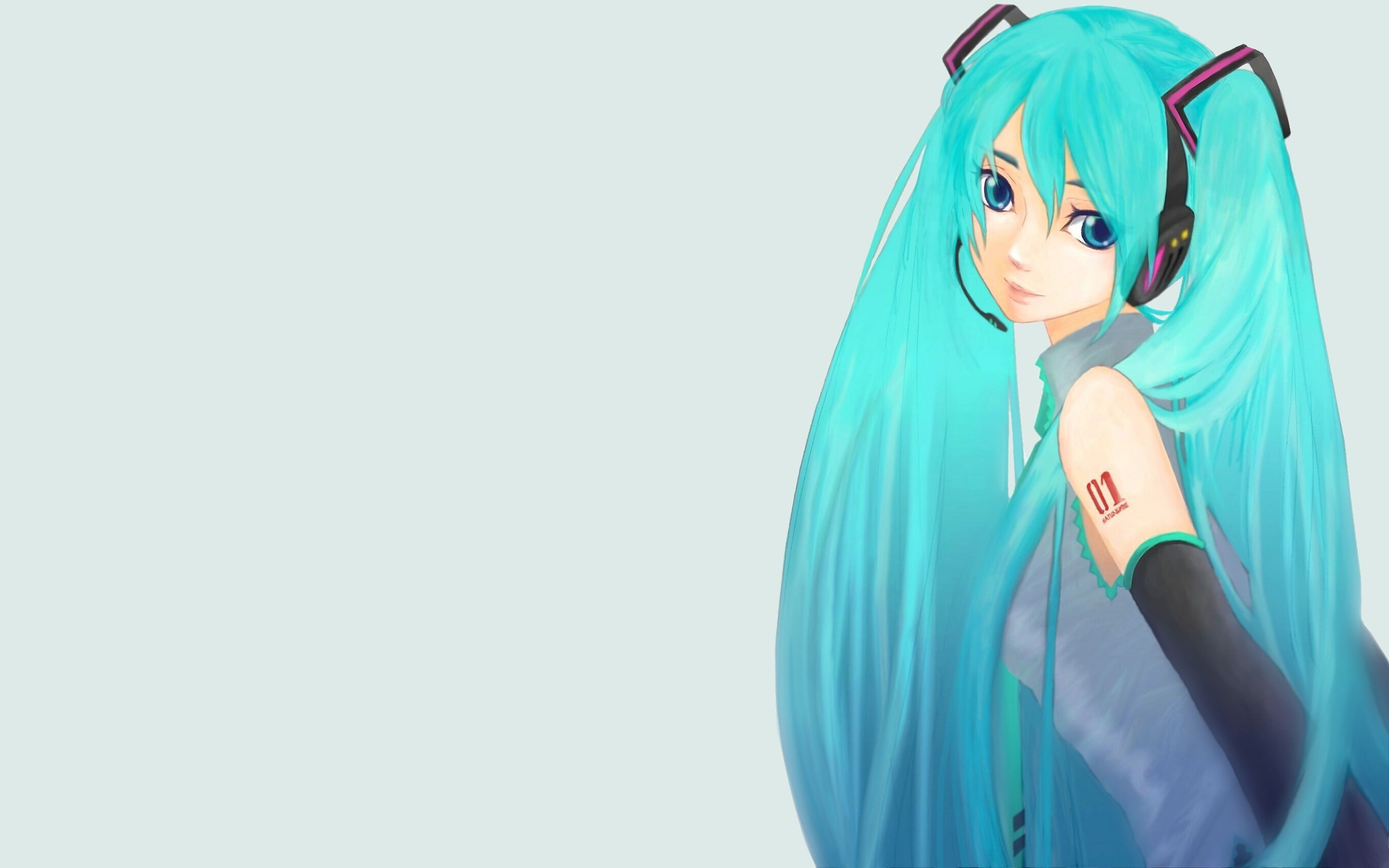 Hatsune Miku Vocaloid anime girls copy space representation 2k