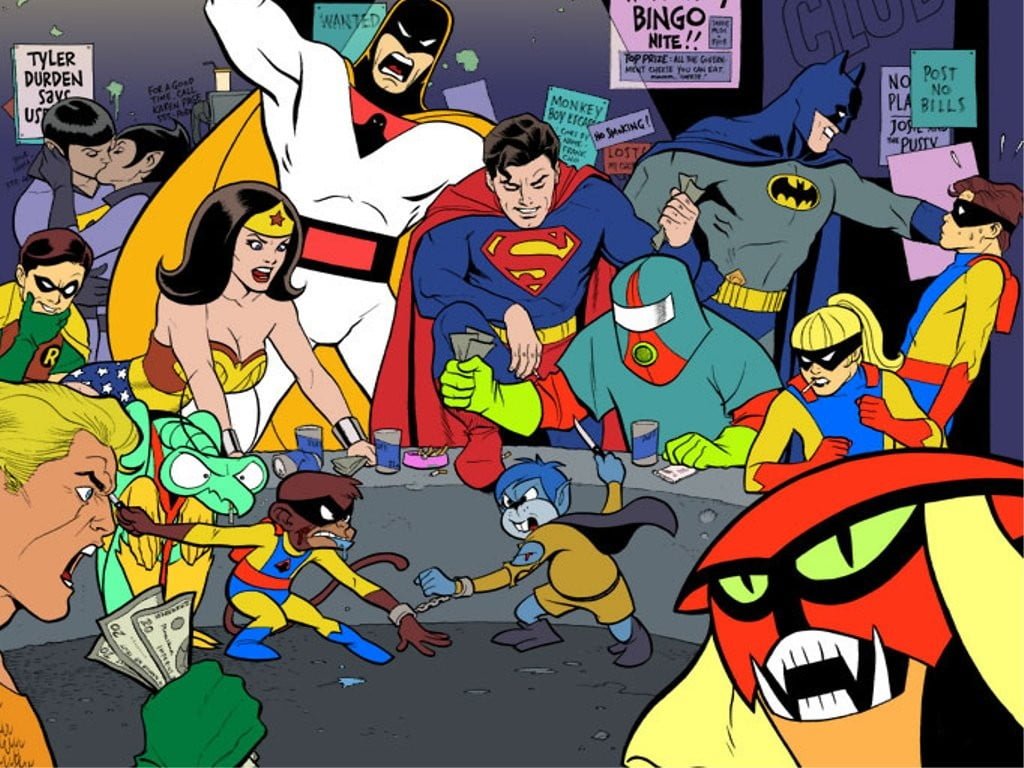 hero characters wallpaper humor superhero Superman Wonder Woman