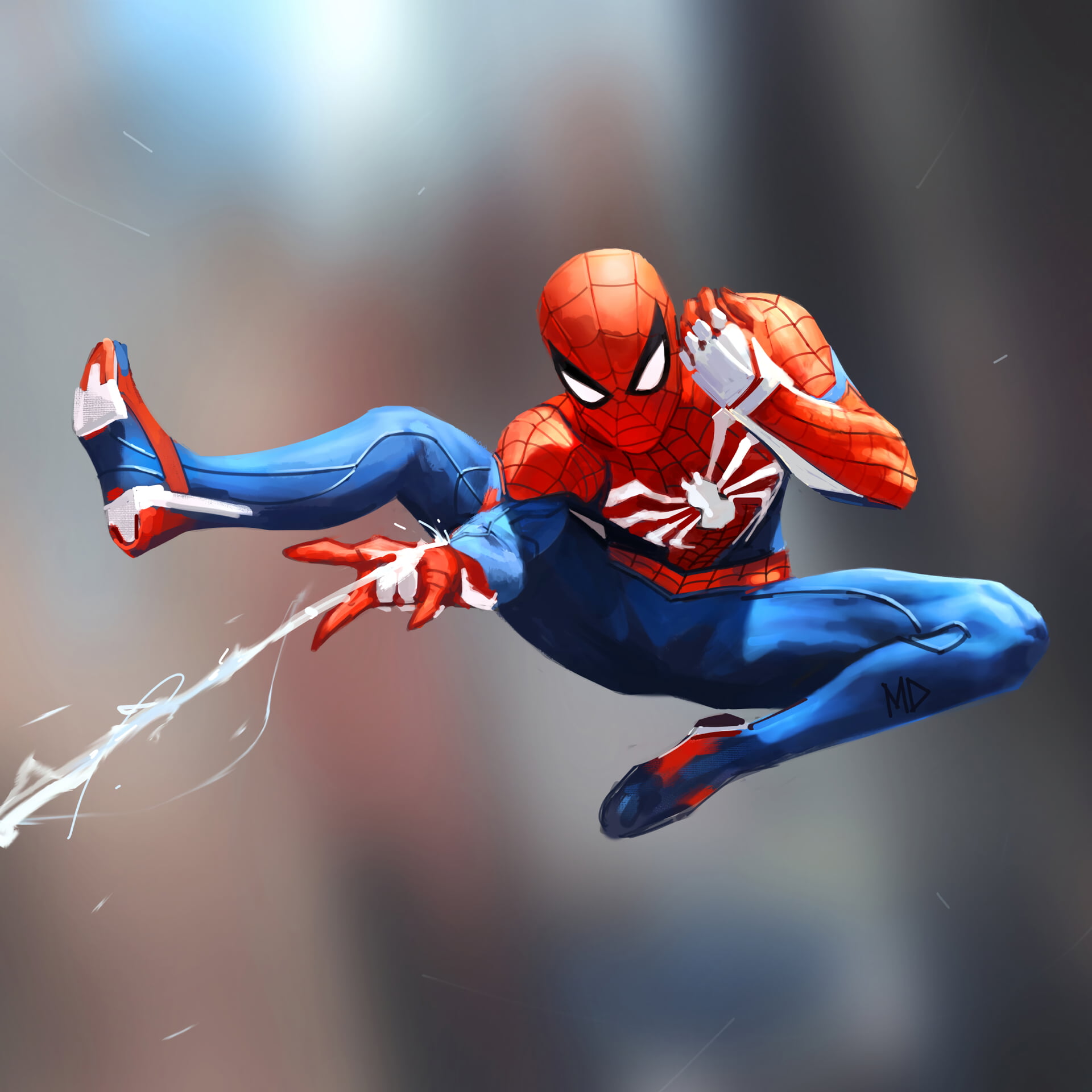 Spider Man spider webs artwork digital art Marvel Comics 2k