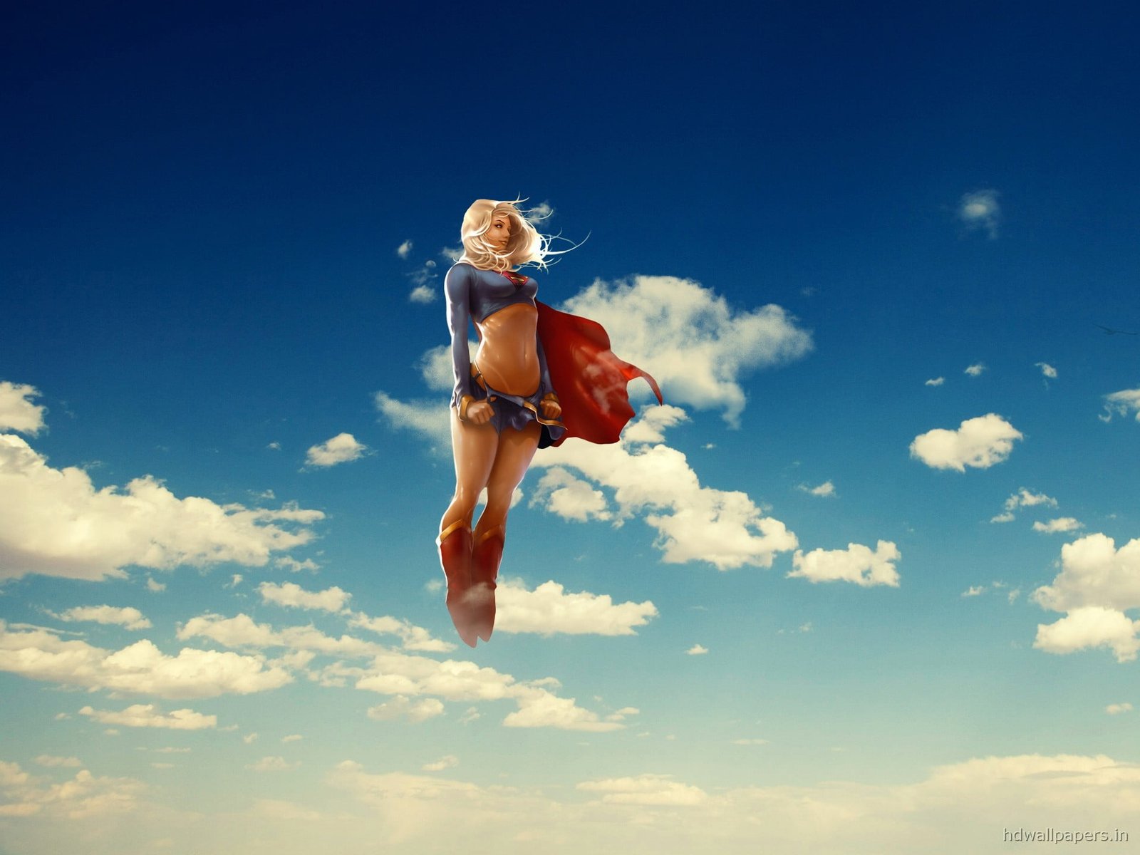 Super Woman wallpaper Supergirl sky clouds anime flying 2k