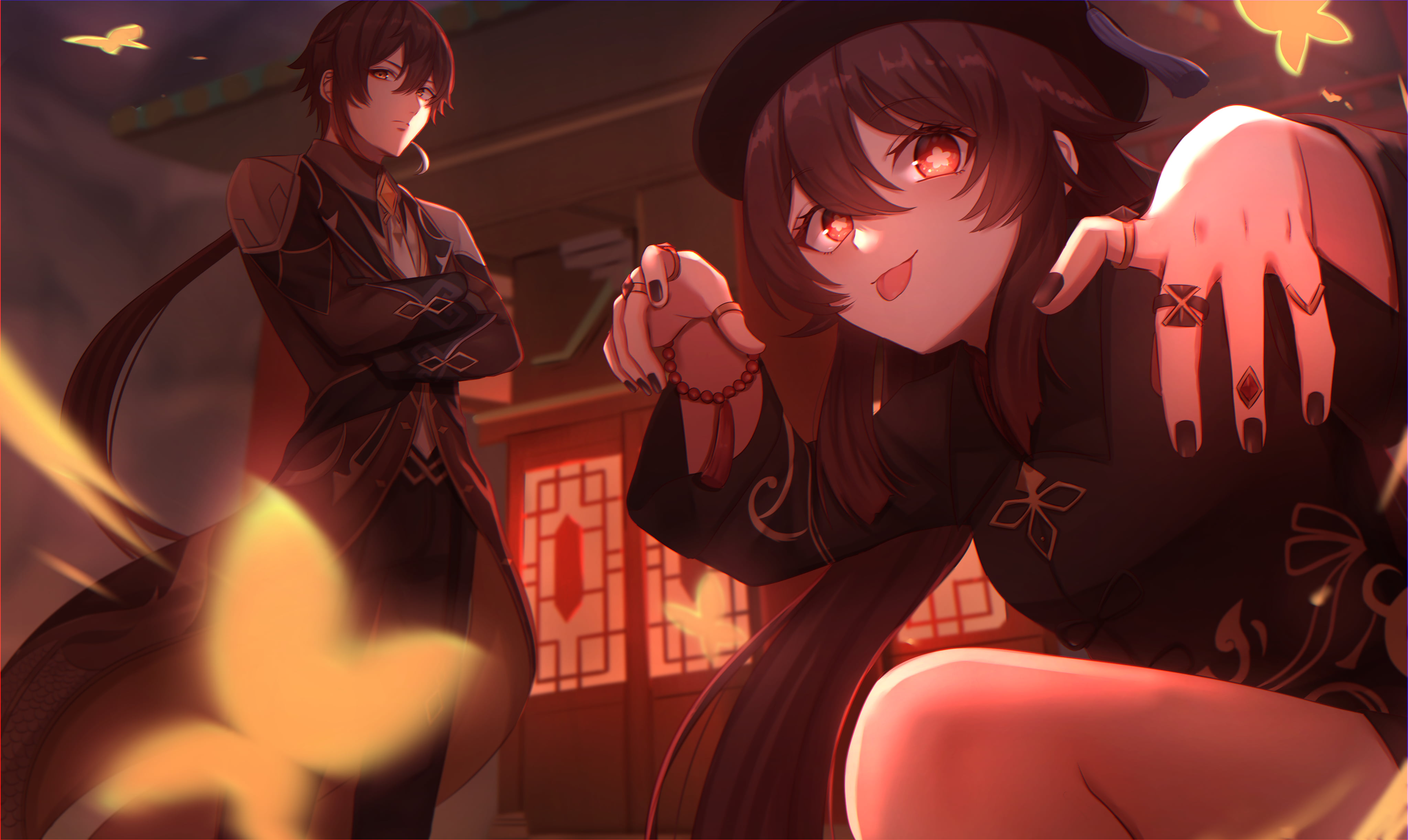 anime girls Genshin Impact Hutao 2k 4k