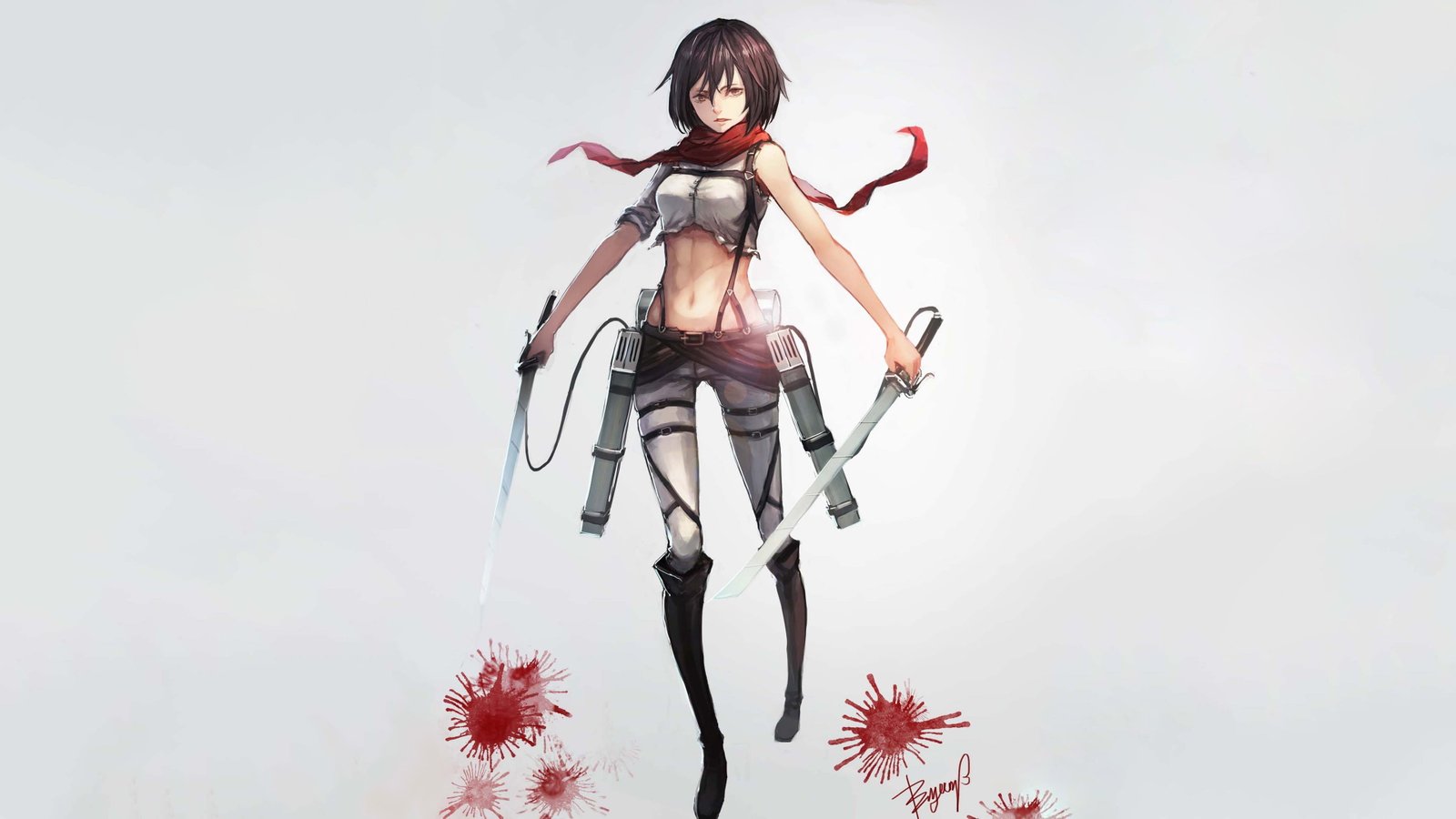 Attack on Titans Mikasa Ackerman anime girls weapon 2k 4k