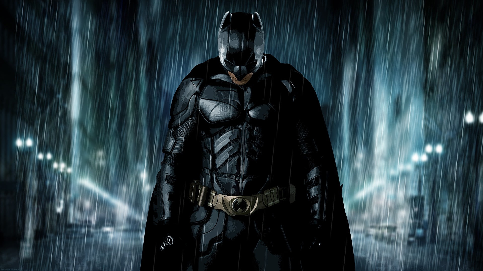 Batman rain superhero MessenjahMatt people The Dark Knight 2k