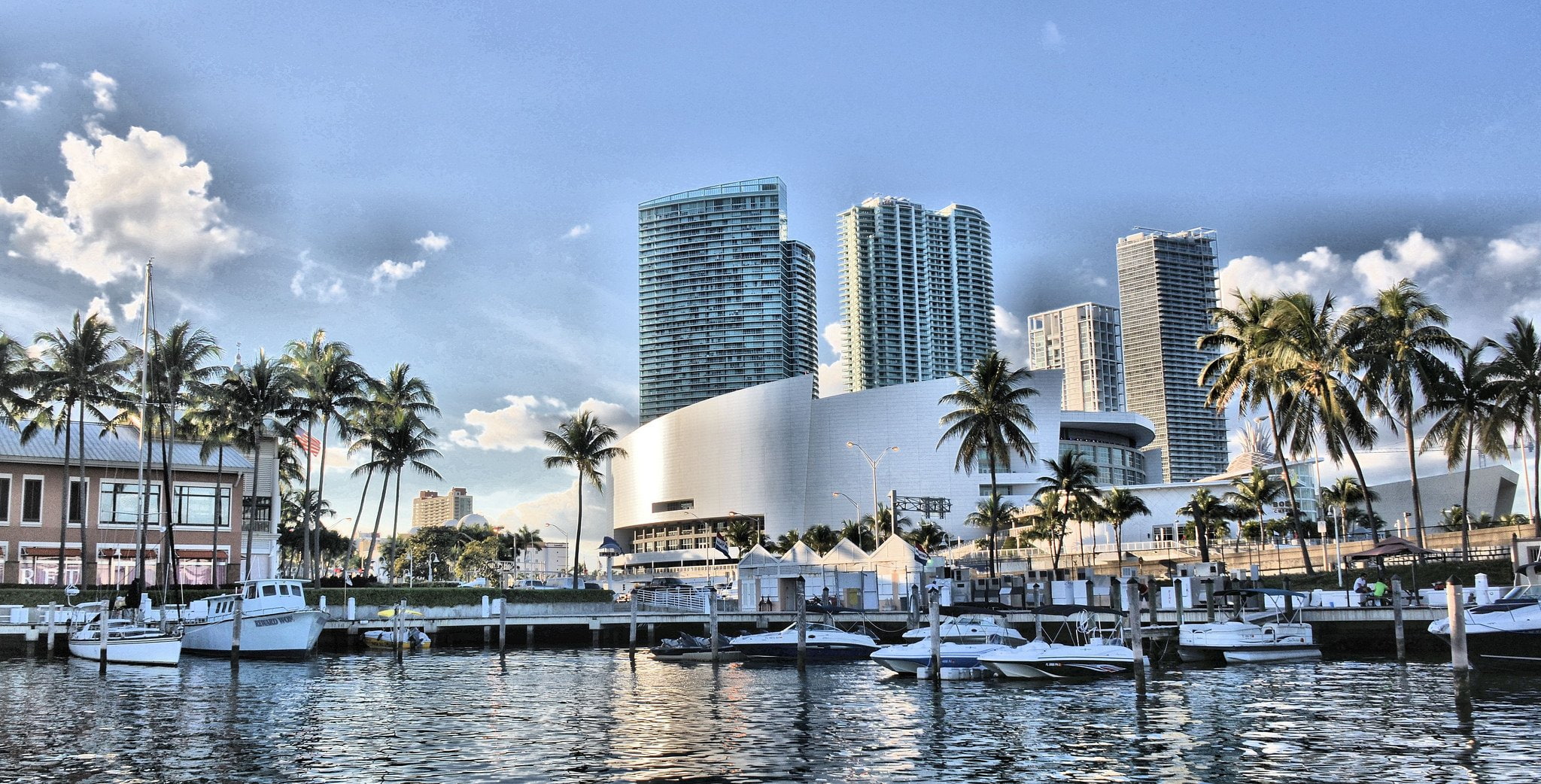 beach bridge cities florida marina miami monuments night 2k