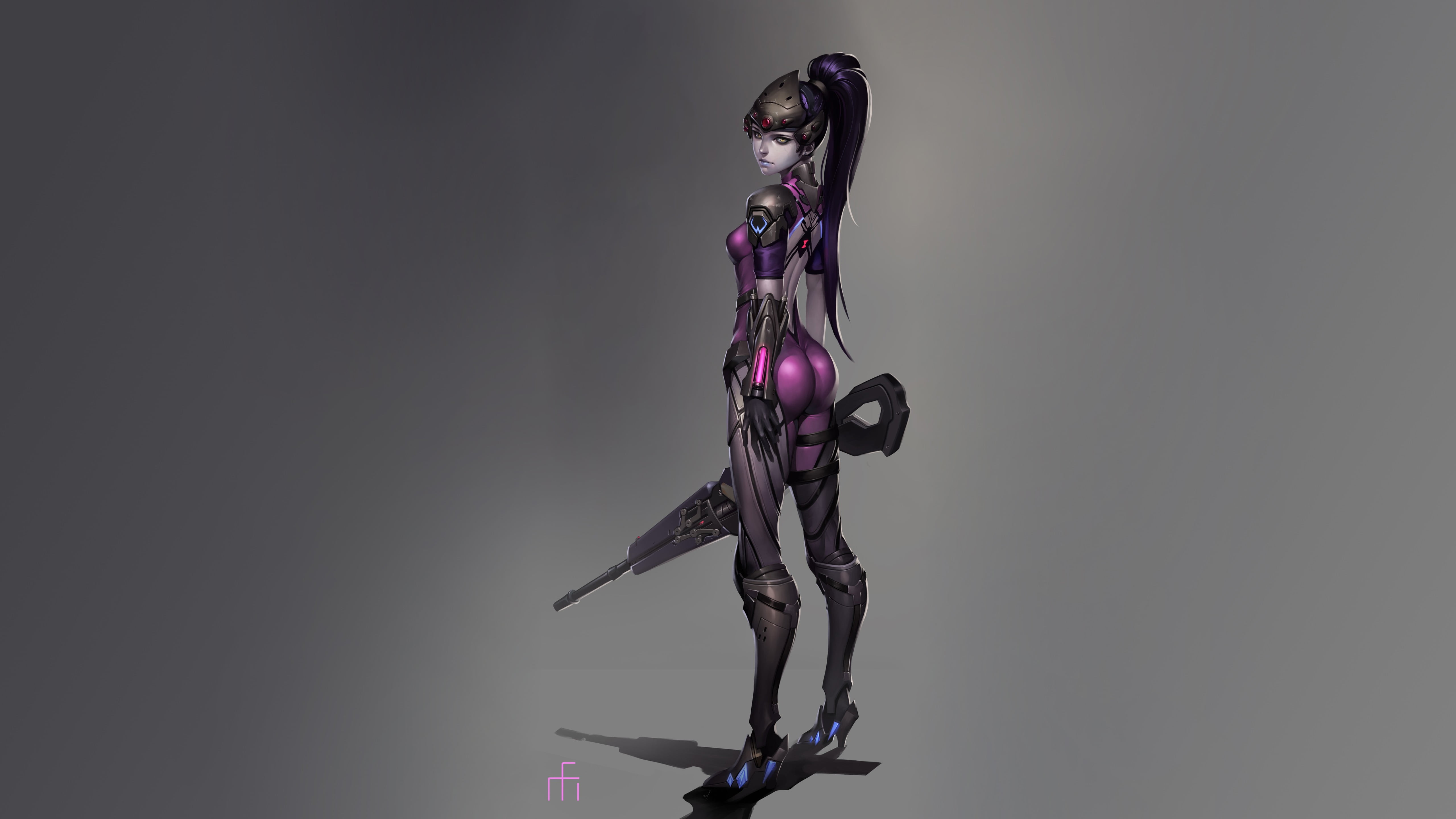 black haired woman illustration Widowmaker Overwatch video games 2k 4k 5k