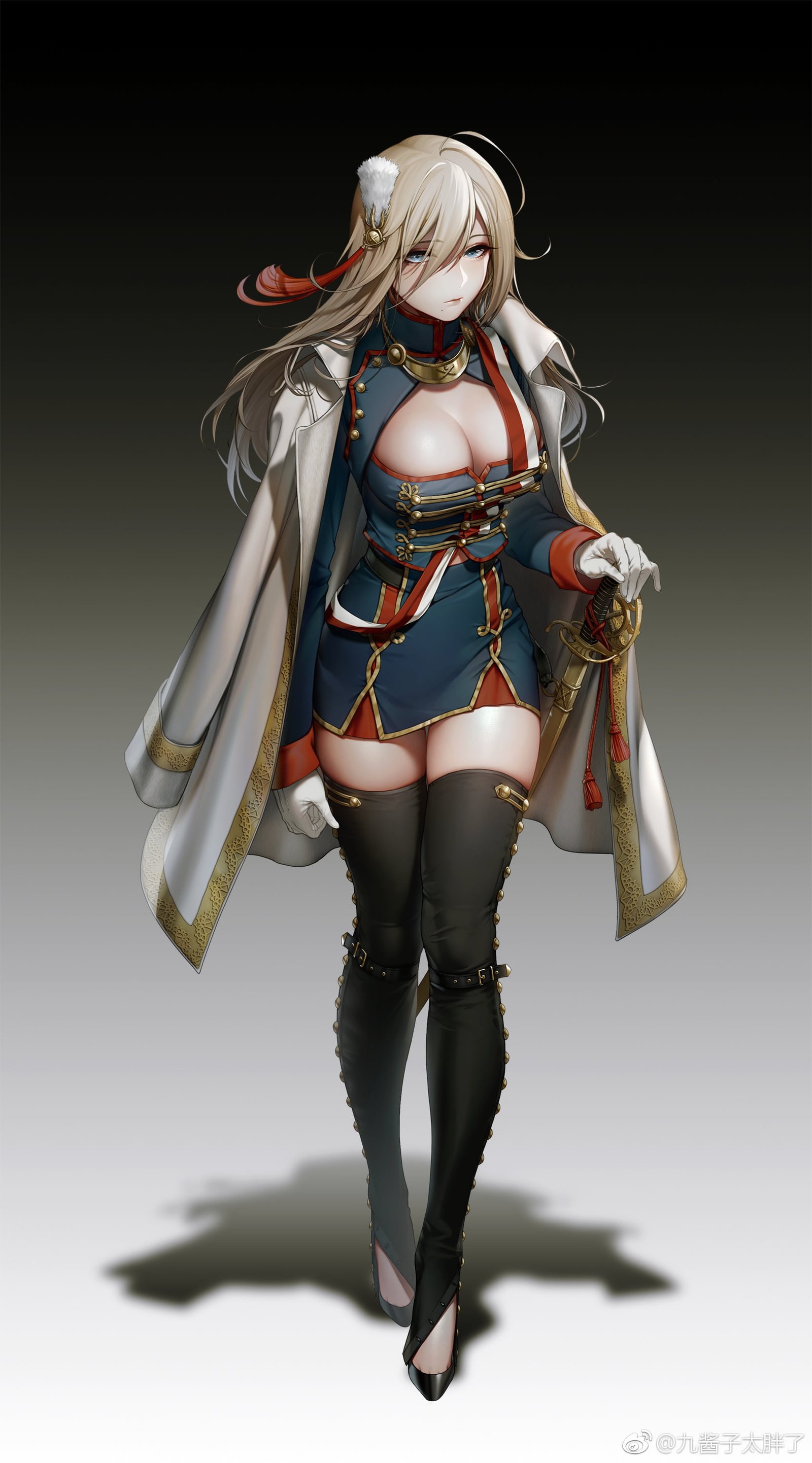 female anime character with cape military 2k