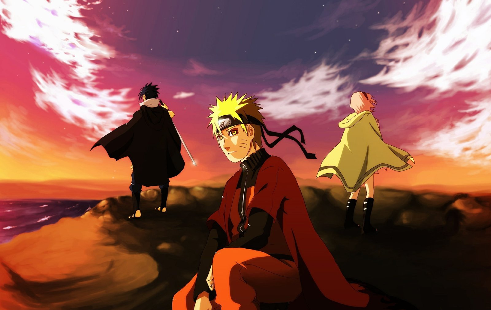 Sakura Naruto and Sasuke digital wallpaper team of seven uchiha sasuke 2k