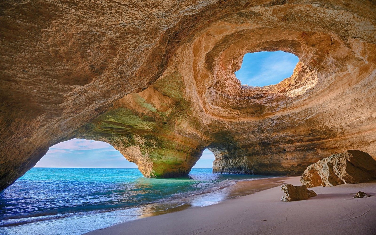 sand sea rock landscape Algarve Portugal erosion water 2k