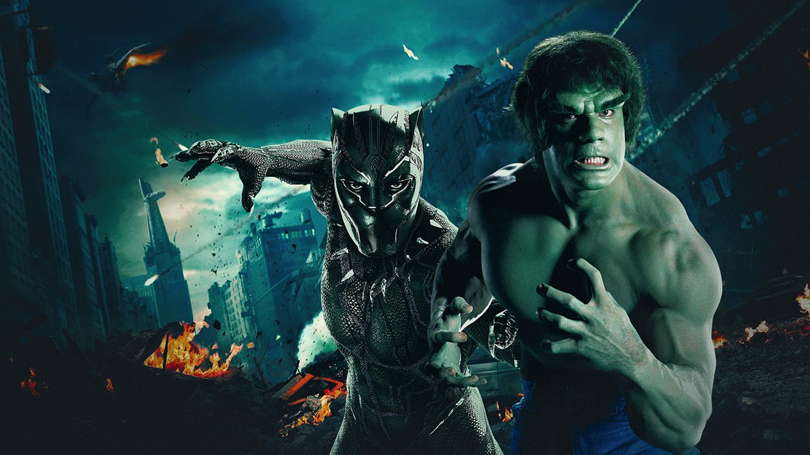 superhero Black Panther Hulk one person fish water sea 2k